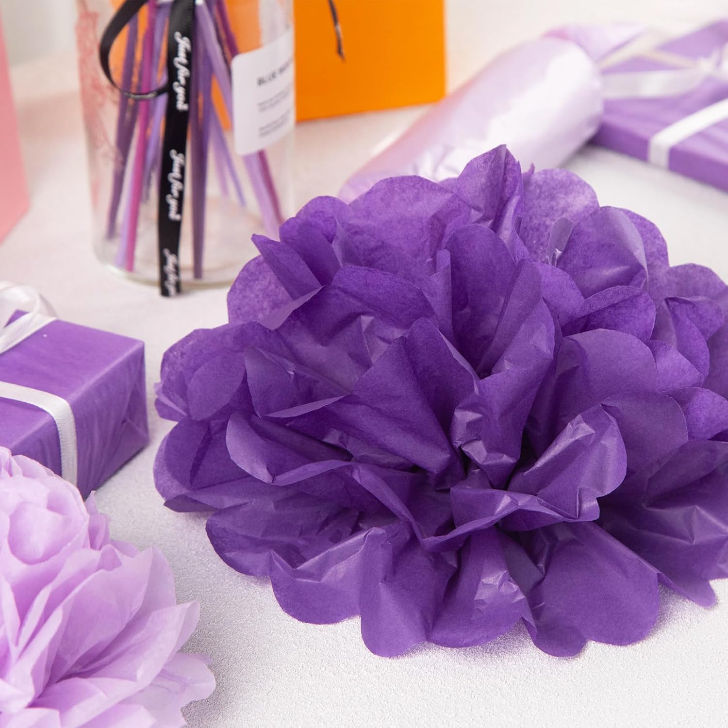 Koogel 330 hojas de papel de seda morado, papel de seda de Halloween para bolsas de regalo, 14 x 10 pulgadas, papel de regalo para manualidades,