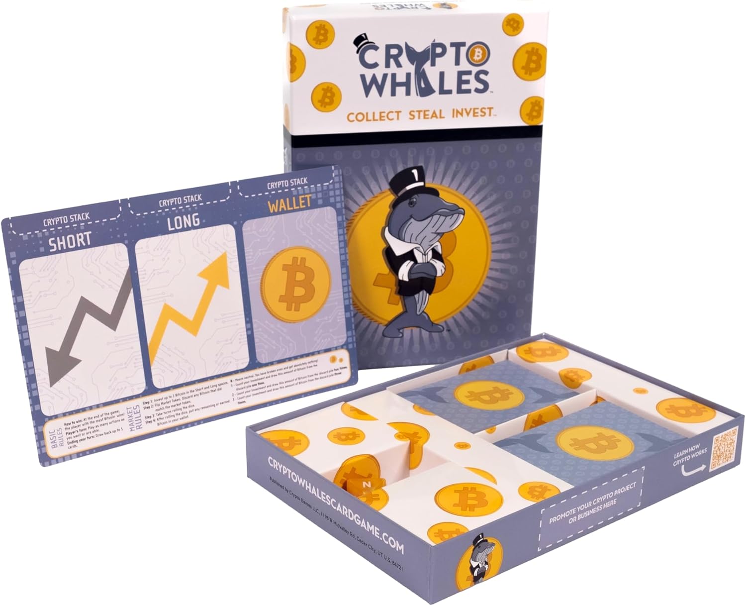 Crypto Whales Juego de cartas  Adictivamente divertido – Todas las edades  Fusión de acuerdo de monopolio y cubre sus activos  Regalo de Bitcoin