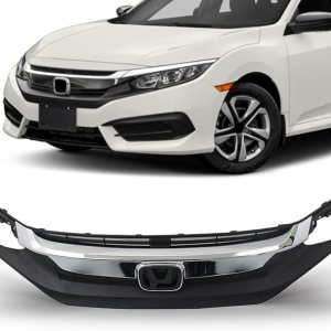 Tyrigion Parachoques delantero parrilla superior negro Wcromo para 2016 2017 2018 2019 Honda Civic HO1212117 Tyrigion Parachoques delantero parrilla superior negro Wcromo para 2016 2017 2018 2019 Honda Civic HO1212117