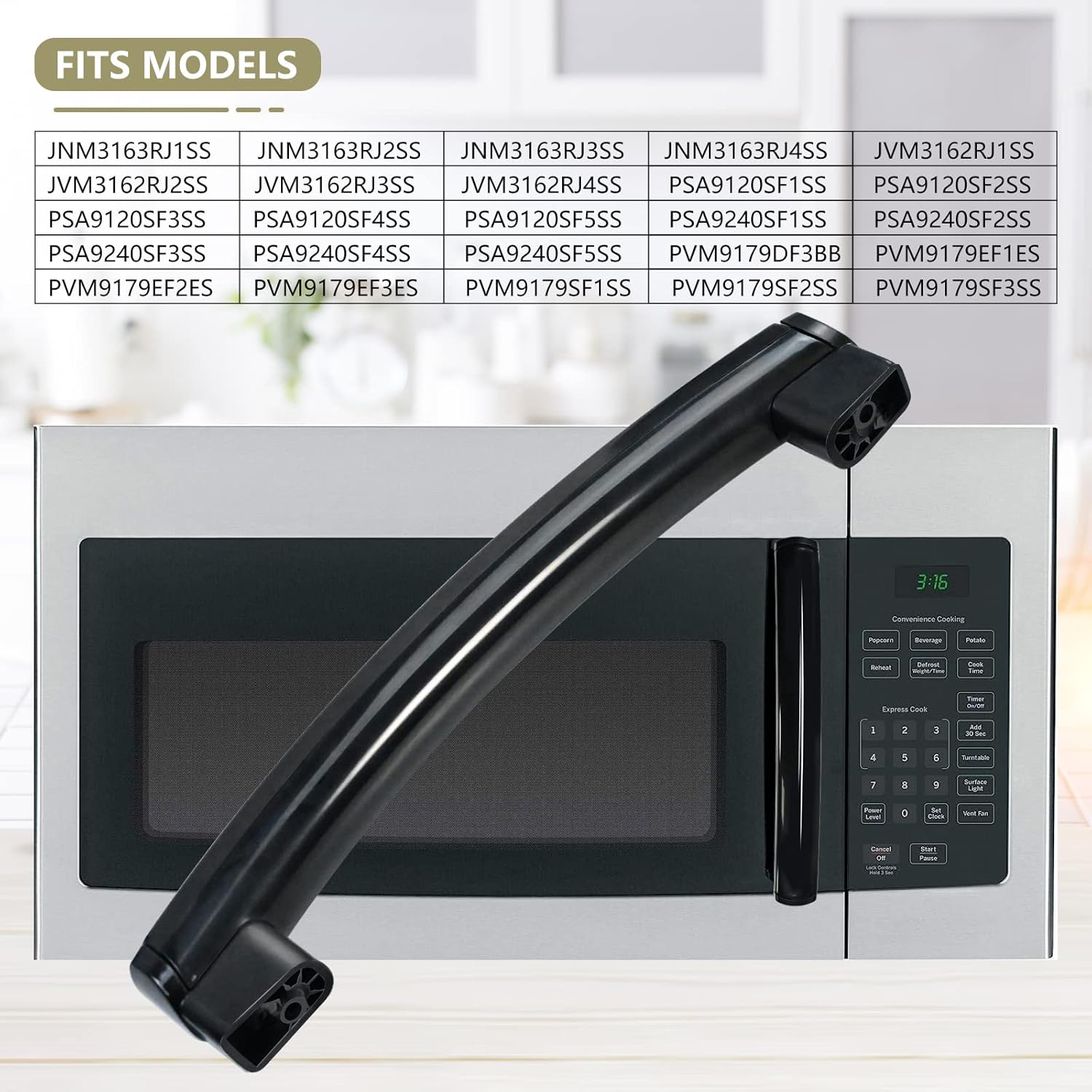 WB15X21101 – Manija de puerta para horno de microondas mejorada compatible con microondas General Electric (GE) (negro)