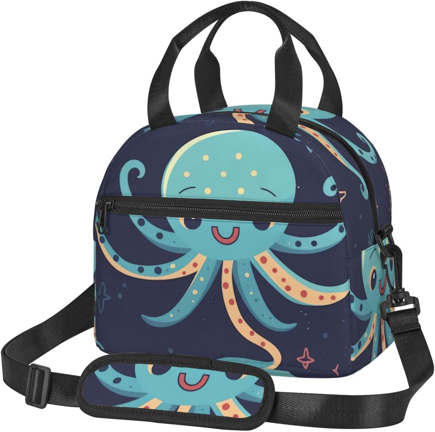 Bolsa de almuerzo de pulpo de dibujos animados para mujer, lonchera aislante, bolsa de almuerzo impermeable