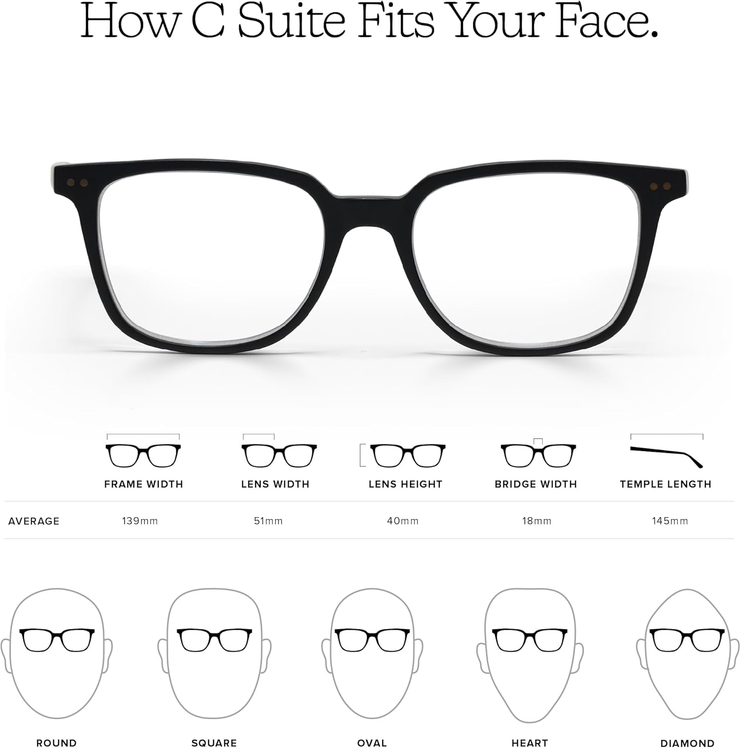eyebobs – C Suite  Gafas de lectura premium para hombres y mujeres  Marco cuadrado para caras promedio  Disponible en 0.0x – 4.0x