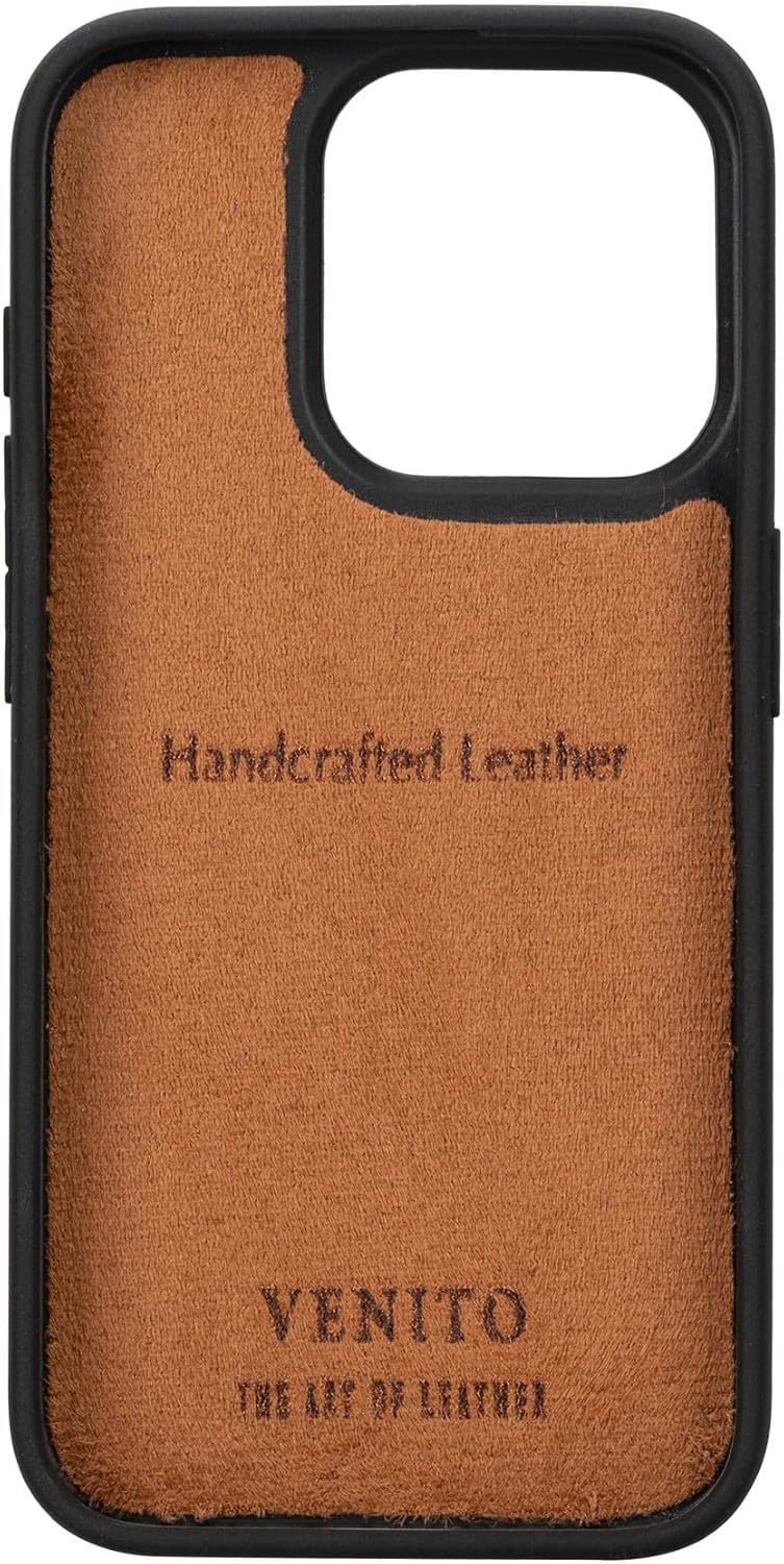 Venito Lucca – Funda para iPhone 15 Pro compatible con Magsafe, cubierta trasera suave de piel auténtica, protectora, delgada de 6.1 pulgadas, color