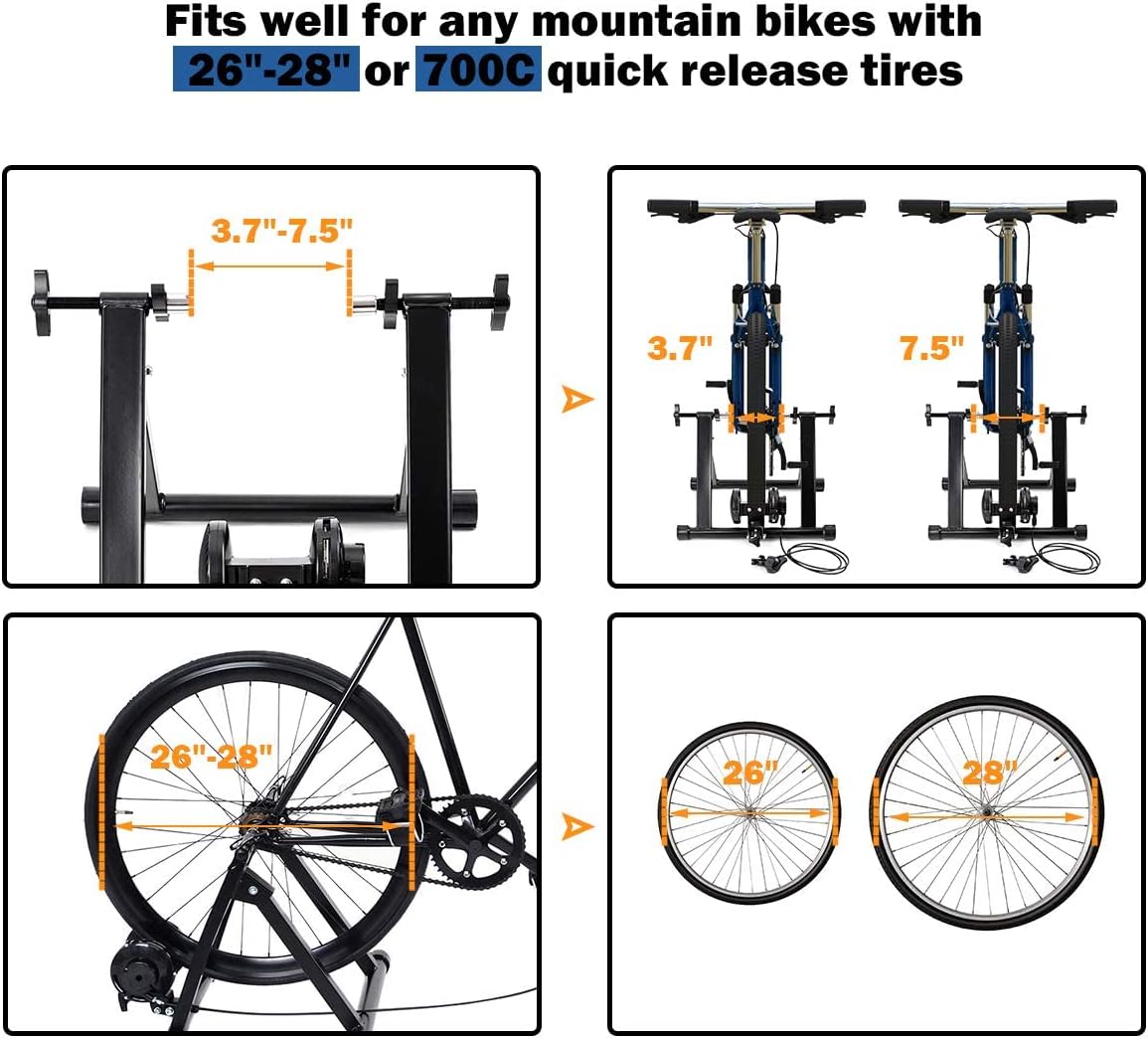 Soporte de entrenamiento de bicicleta, soporte de bicicleta estacionario para montar en interiores, soporte magnético de acero para ruedas de 26 a