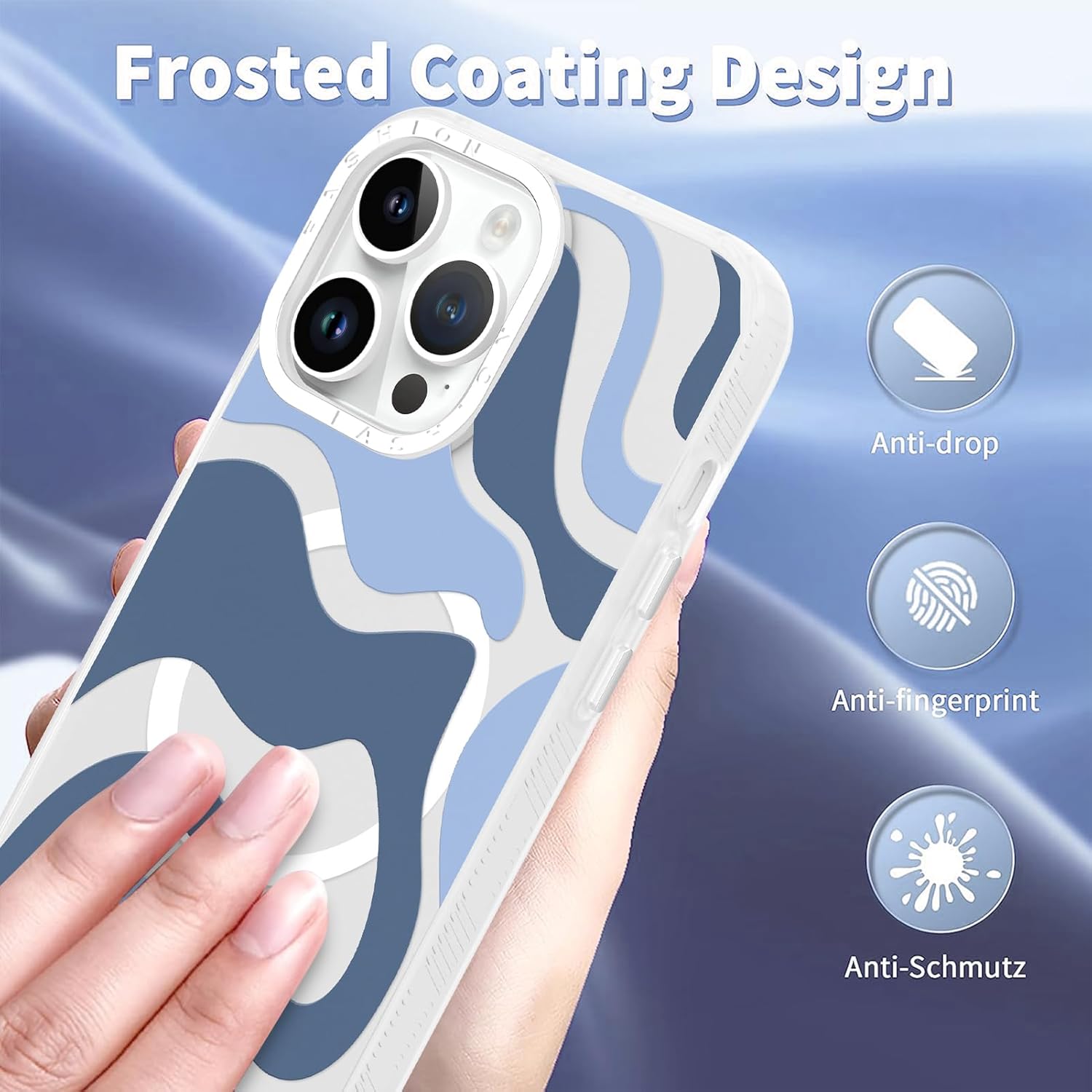 ZIYE Funda diseñada para iPhone 14 Pro Max compatible con MagSafe Funda con bonito diseño ondulado para mujeres, niñas, hombres, TPU suave +