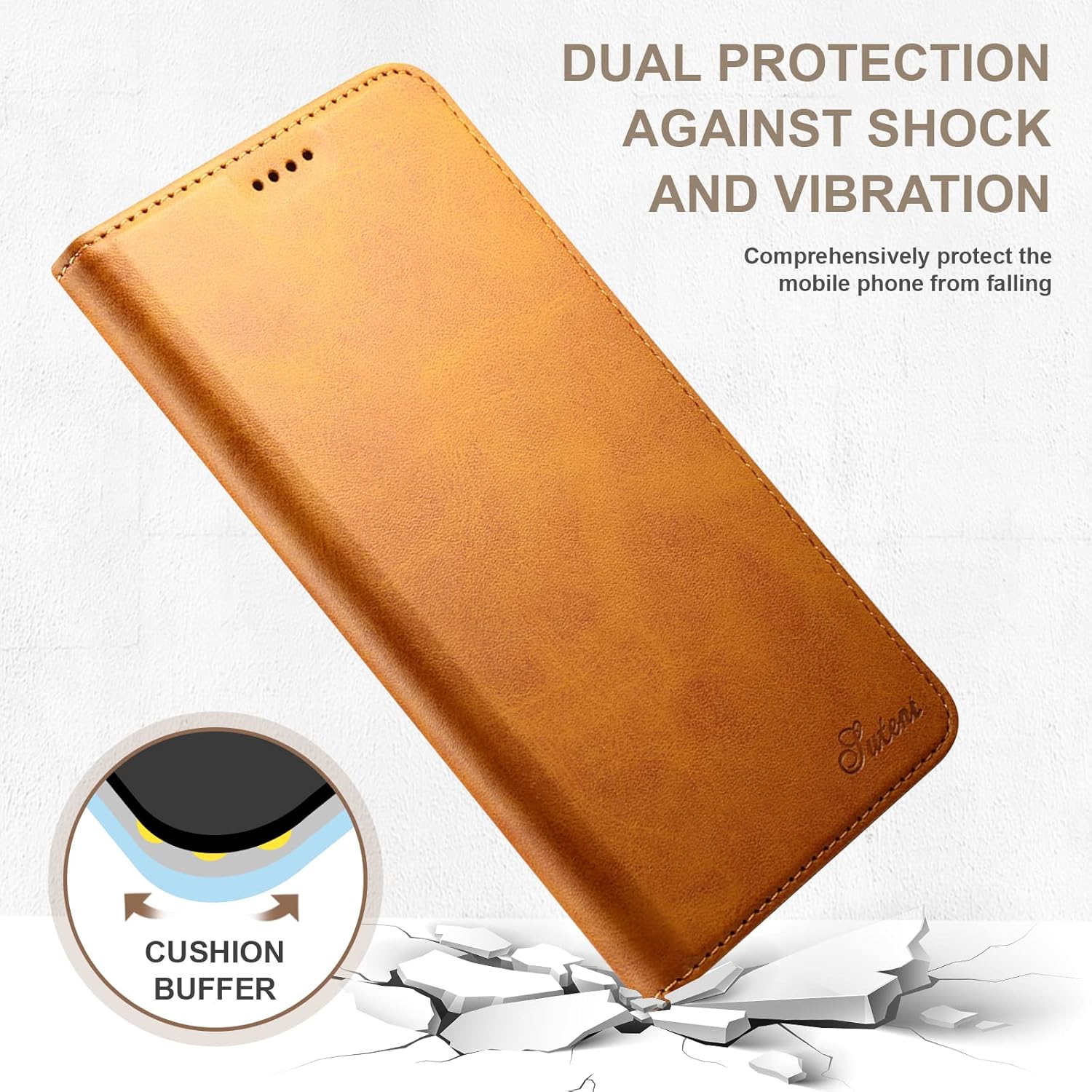 Funda para iPhone 15 Pro, funda de piel sintética de lujo con función atril y tarjetero magnético, a prueba de golpes, funda protectora para iPhone