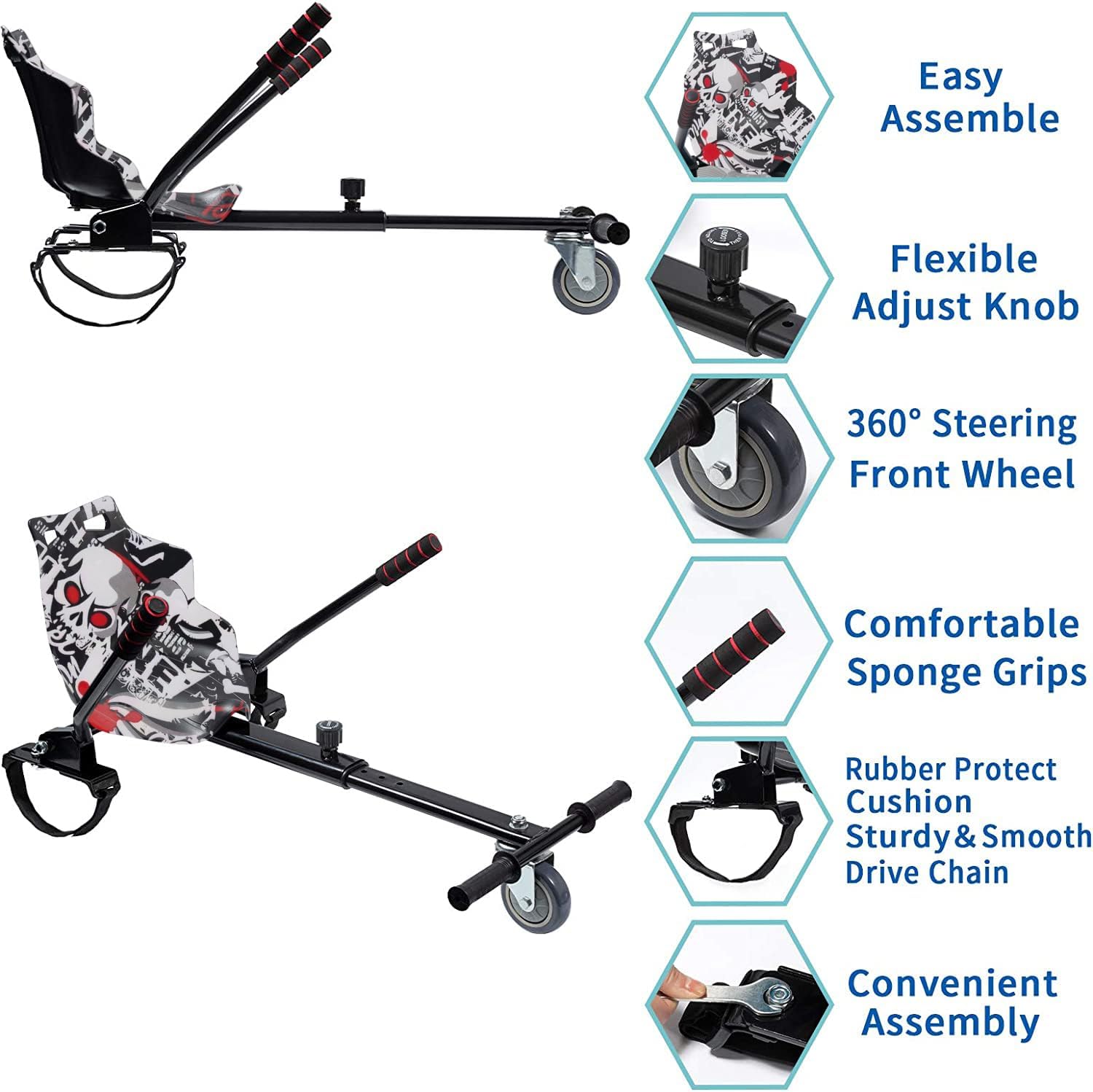 Accesorio de asiento para aeropatineta, accesorios para aeropatineta con patrón de proyector para scooter de autoequilibrio de 6.5, 8 y 10 pulgadas,