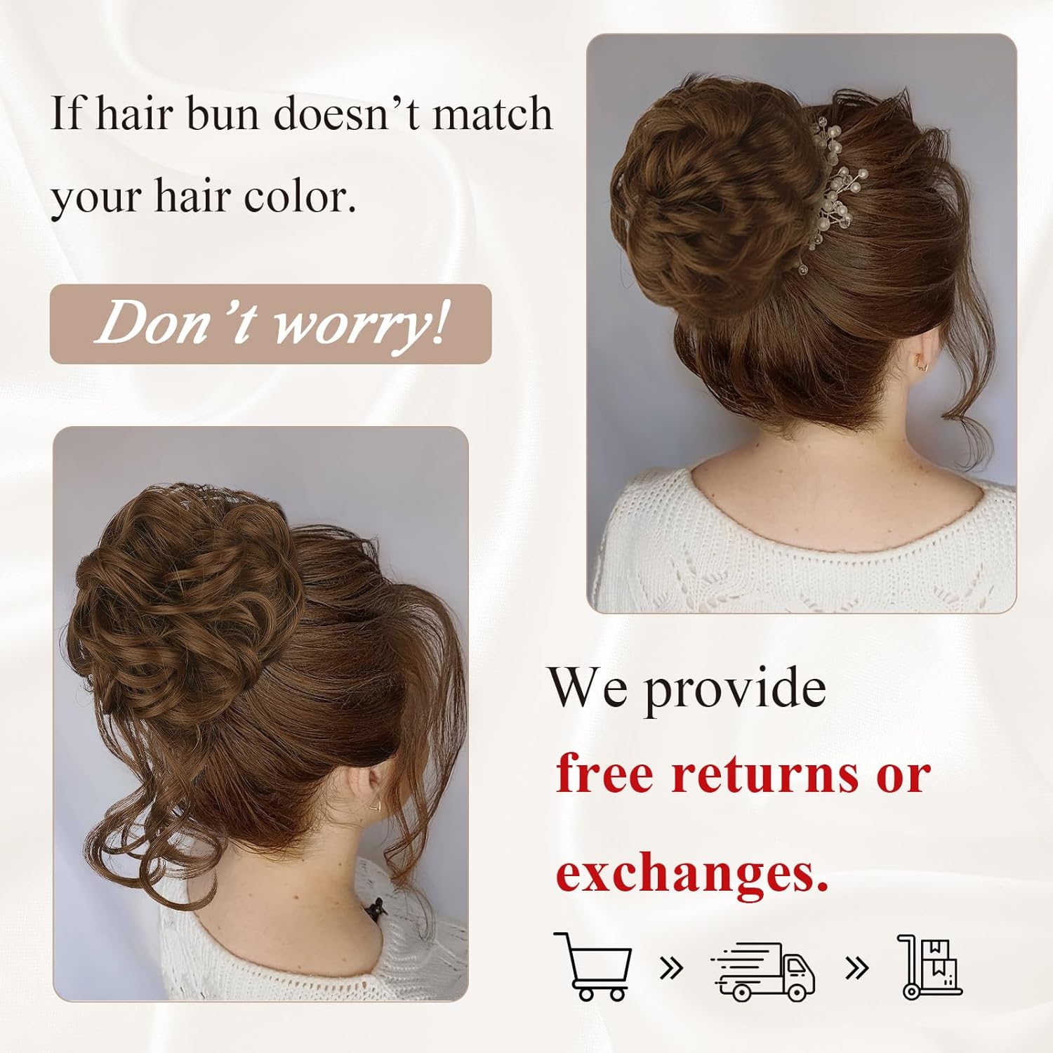 Vigorous 2 piezas de cabello desordenado con coleteros de cabello rizado, ondulado y desordenado, sintético para mujeres, postizo para uso diario