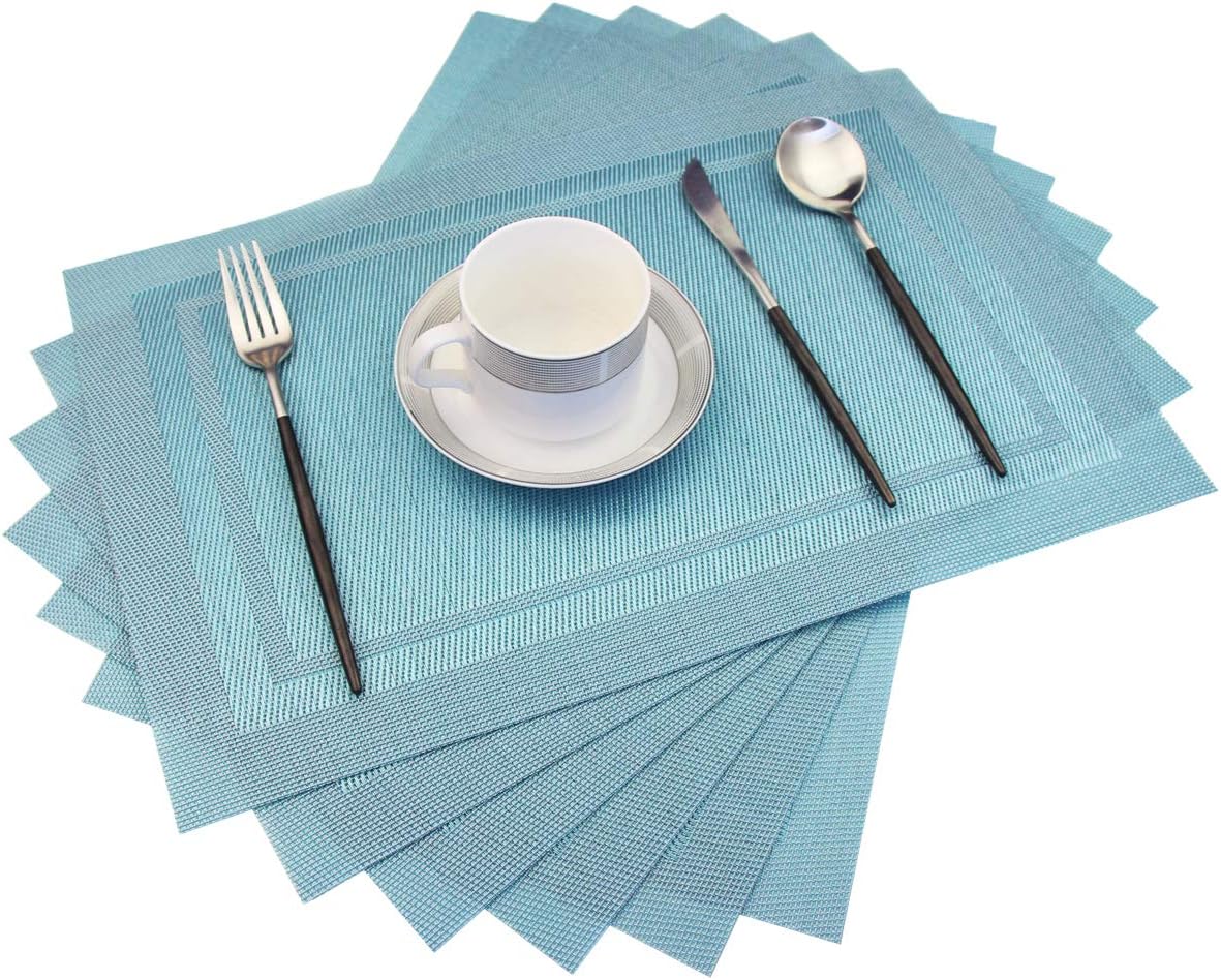 PIGCHCY Manteles individuales lavables de vinilo, elegantes manteles individuales resistentes al calor para mesa de comedor, juego de 6 unidades,