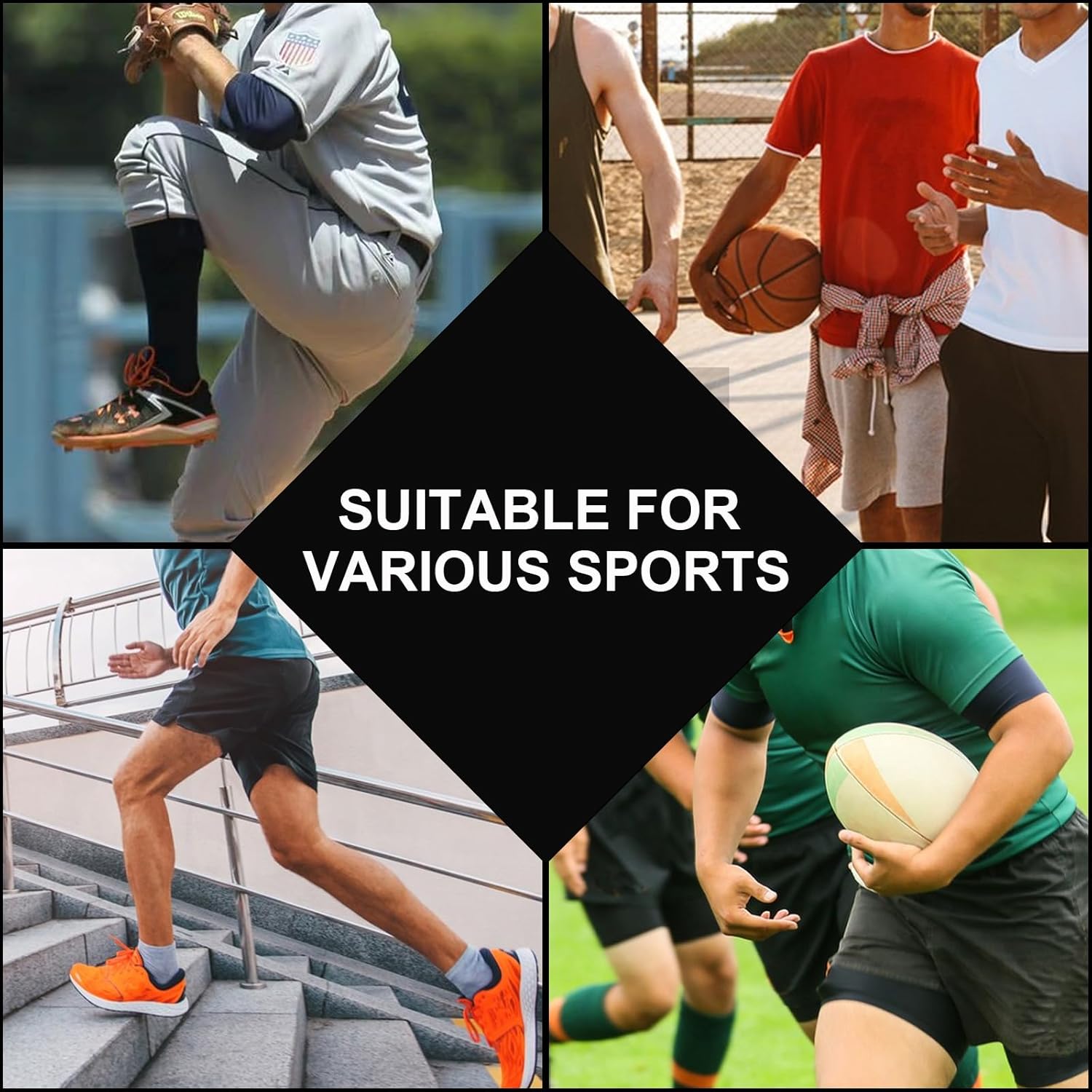 Rodilleras de voleibol para adultos, protección de compresión para piernas para jóvenes y adultos, deportes, fútbol, baloncesto y correr (talla M,