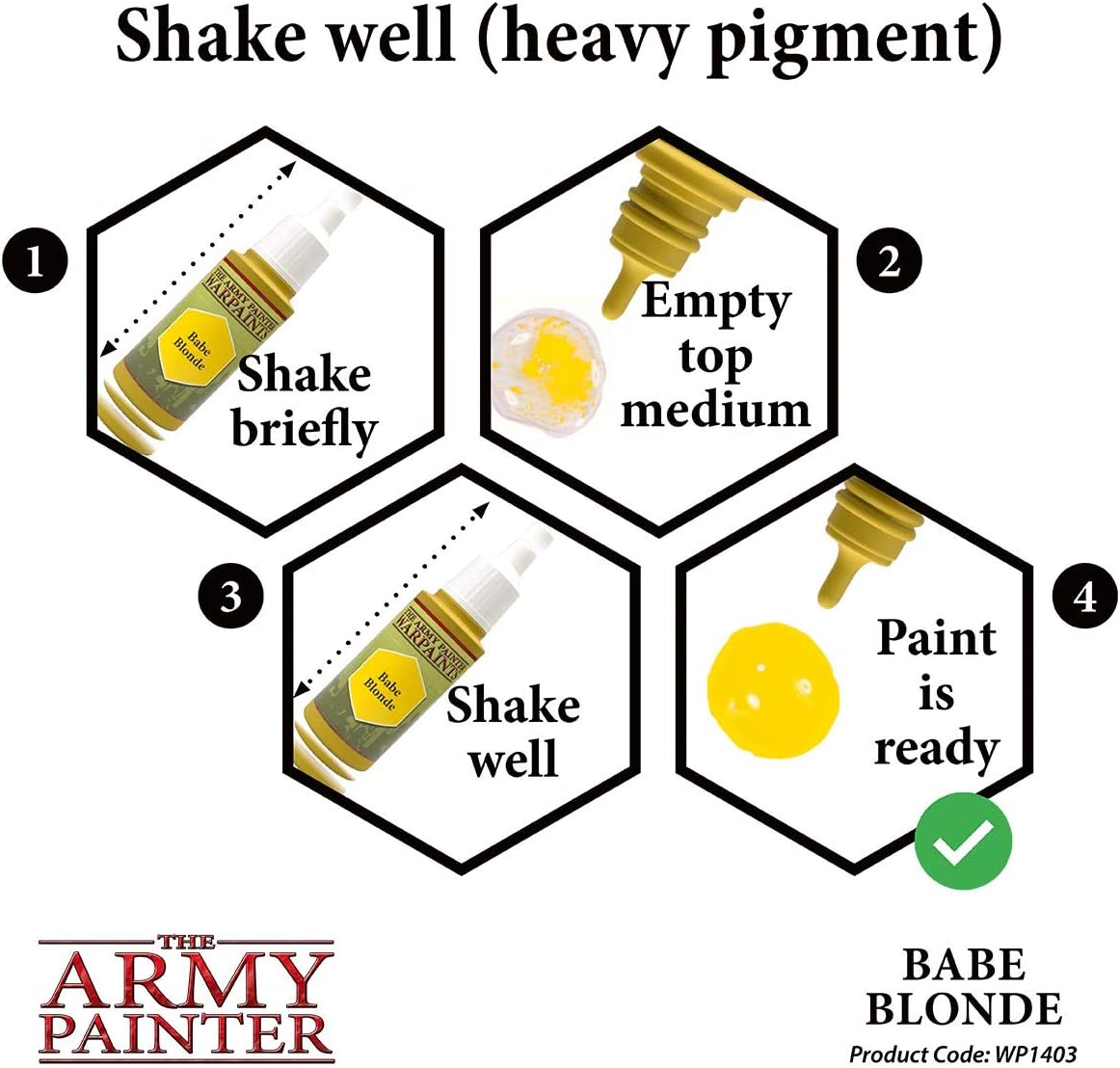 The Army Painter Babe Blonde Warpaint – Pintura acrílica no tóxica a base de agua muy pigmentada para juegos de rol de mesa, juegos de mesa y juegos