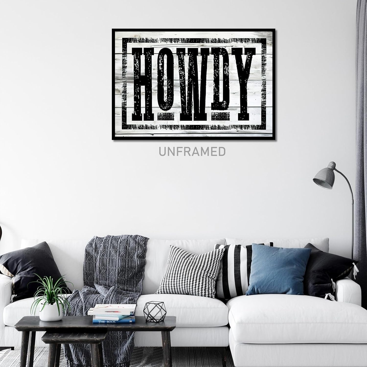 Howdy – Póster de pared occidental en blanco y negro, decoración de pared de howdy occidental, impresiones de póster de vaquero, arte minimalista,
