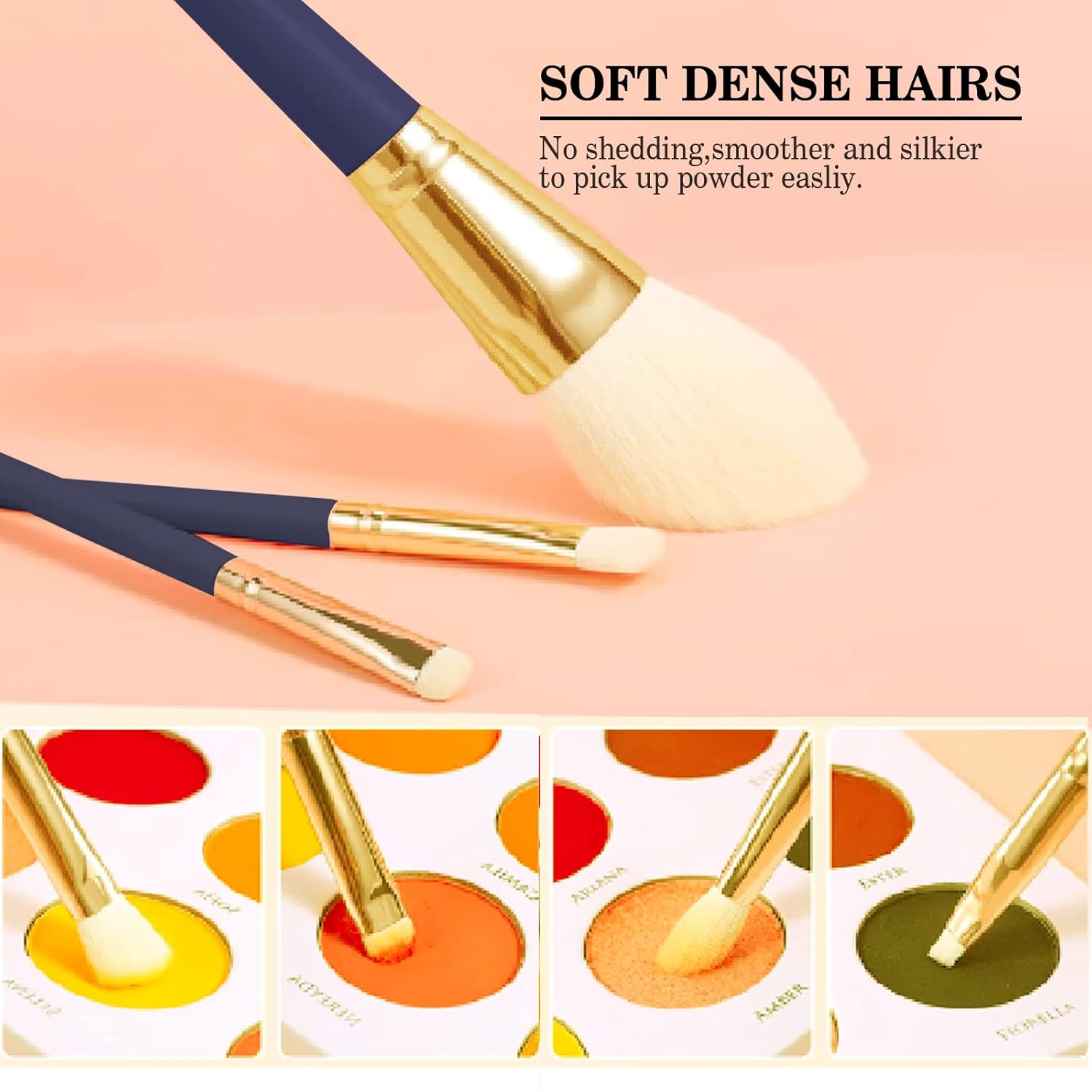 Juego de 16 brochas de maquillaje sintéticas profesionales para sombra de ojos, base, rubor y corrector con recortador de cejas y pinzas de cocodrilo