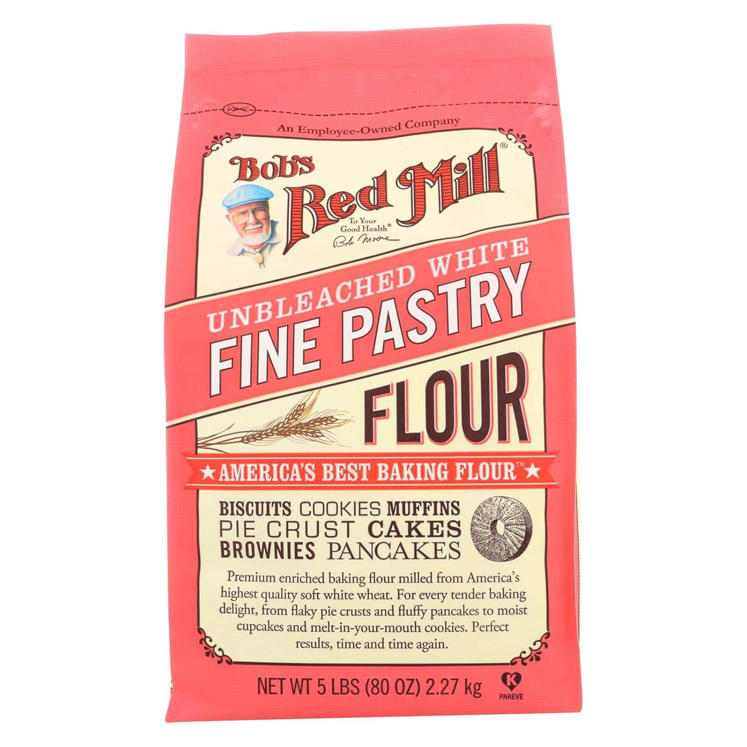 De Bob Red Mill Sin Blanquear color blanco fina harina5lbEstuche de 4