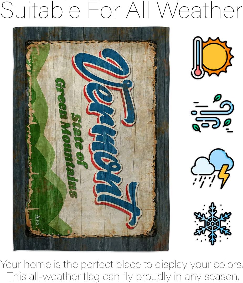 Americana Home & Garden Vermont Vintage Garden Flag Regional States American Territories Republic Country Particular Area House Decoration Banner