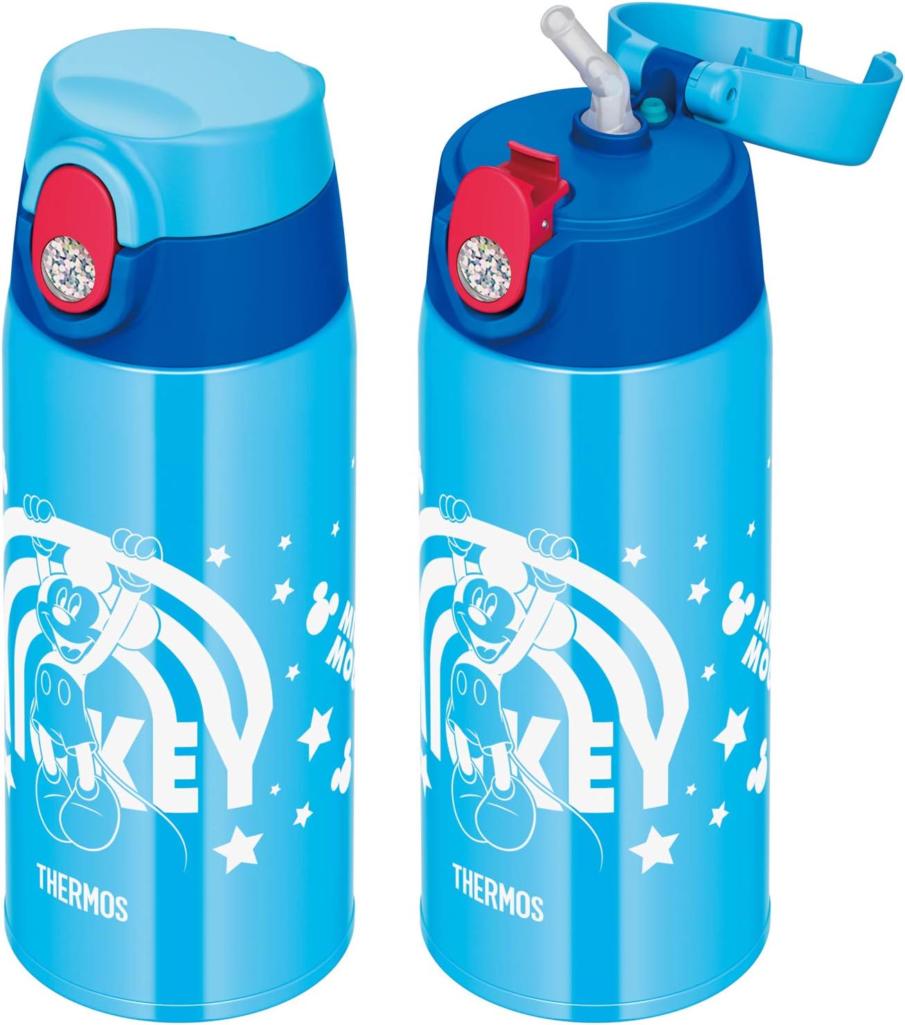 Thermos Water Bottle FJO-600WFDS BL Vacuum Insulated 2-Way Bottle, 2-Way Bottle, 0.2 gal (0.6 L), Mickey Blue