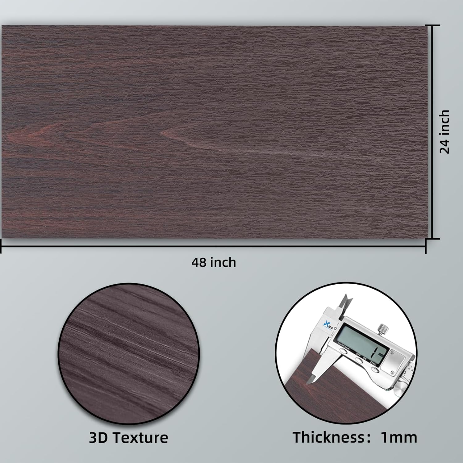 ZYJT Chapa de madera de nogal, diseño de lujo, laminado de 24 x 48 pulgadas, no pegado, flexible, duradero, de PVC, paneles de chapa de madera