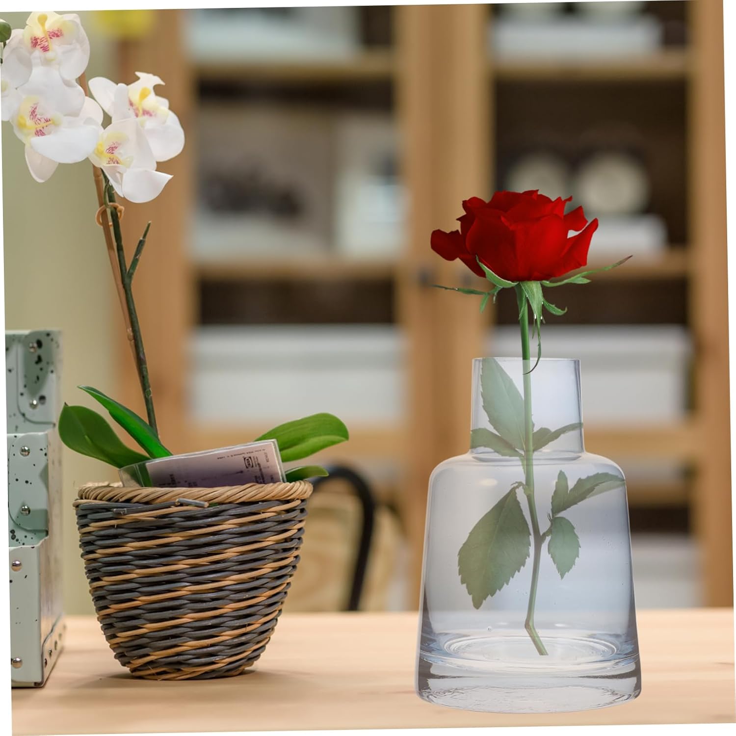 NOLITOY Florero de cristal para flores, soporte para arreglos florales, maceta de vidrio, terrario, ramo de agua, figuras de pescado, contenedor de