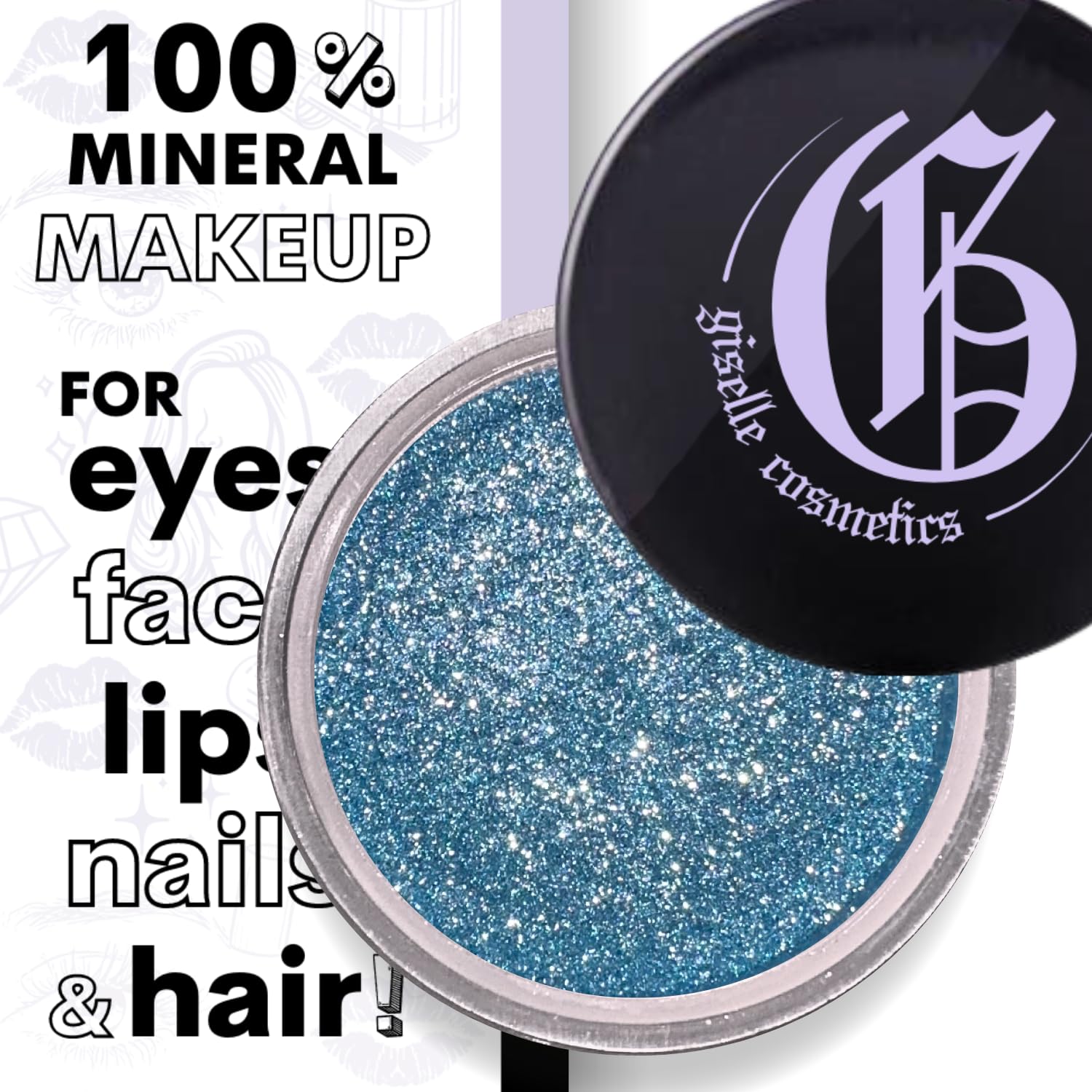 Aqua Ice Paleta de sombras de ojos sombra de ojos azul, sombra de ojos crema, purpurina, brillo, mate, maquillaje mineral con ingredientes