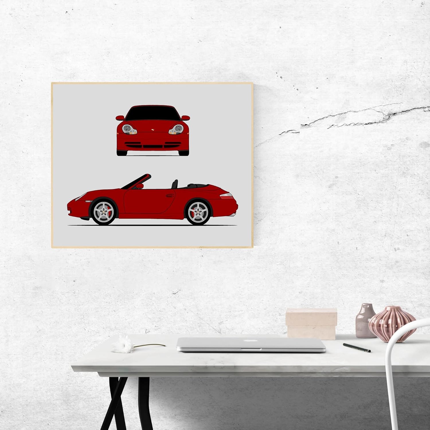 Porsche 911 Carrera 996 (1999-2001) (Front and Side) Inspired Poster Print Wall Art Decor Handmade Carrera Turbo (Unframed)