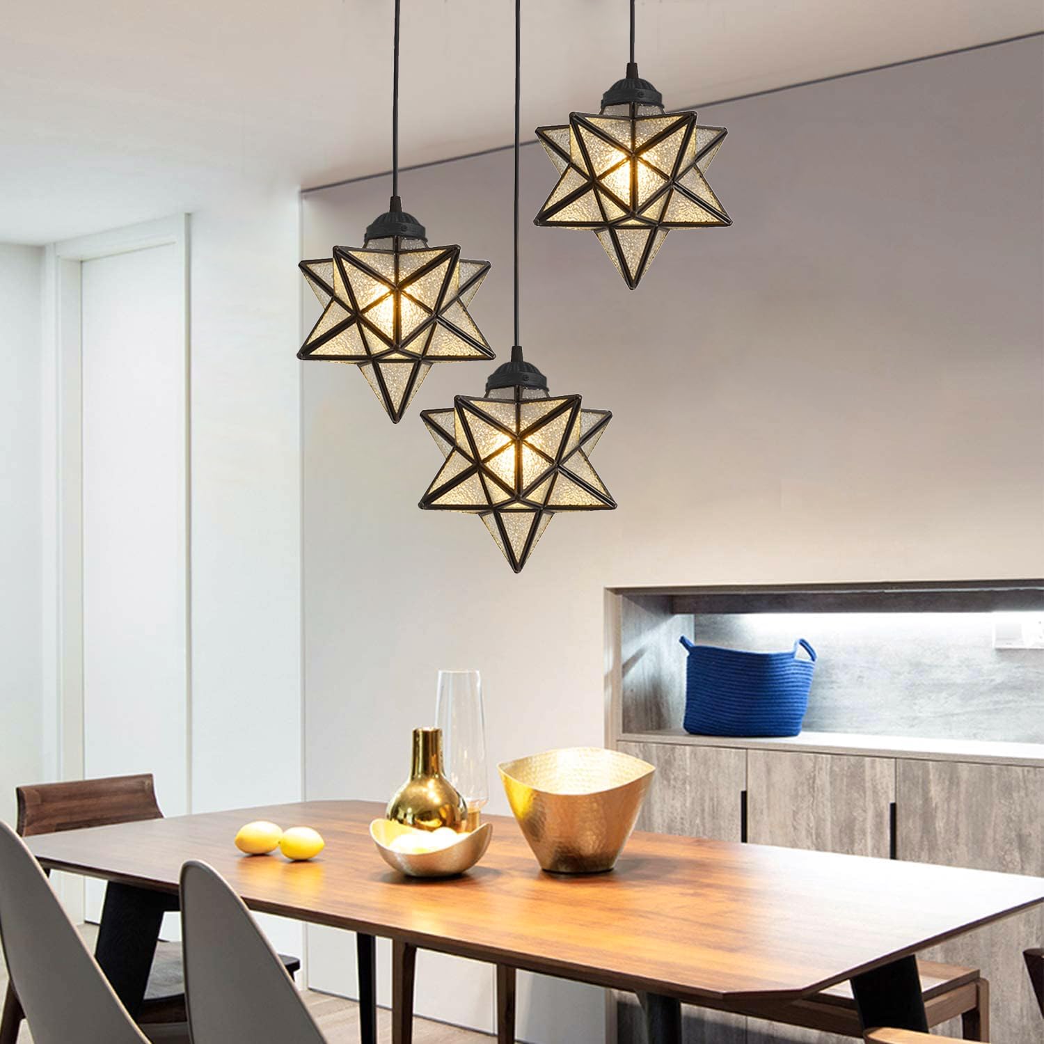 Candelabros modernos de mediados de siglo para comedor, luces colgantes de estrellas, lámparas LED para dormitorio, entrada, pasillo, cocina,
