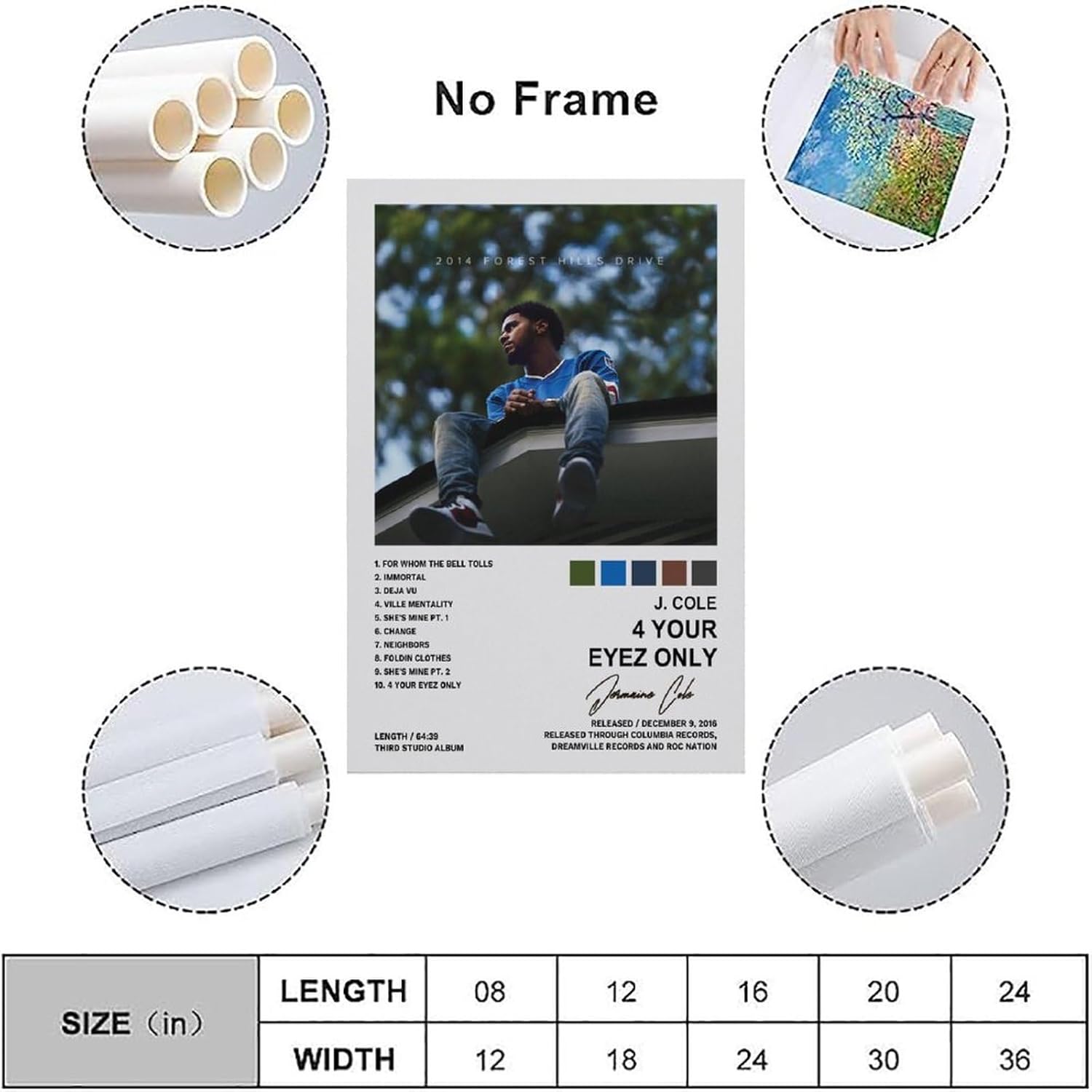 JINUS J Posters Cole Forest Hills Drive – Póster decorativo para pared, póster de pared e impresión artística moderna para dormitorio, decoración de