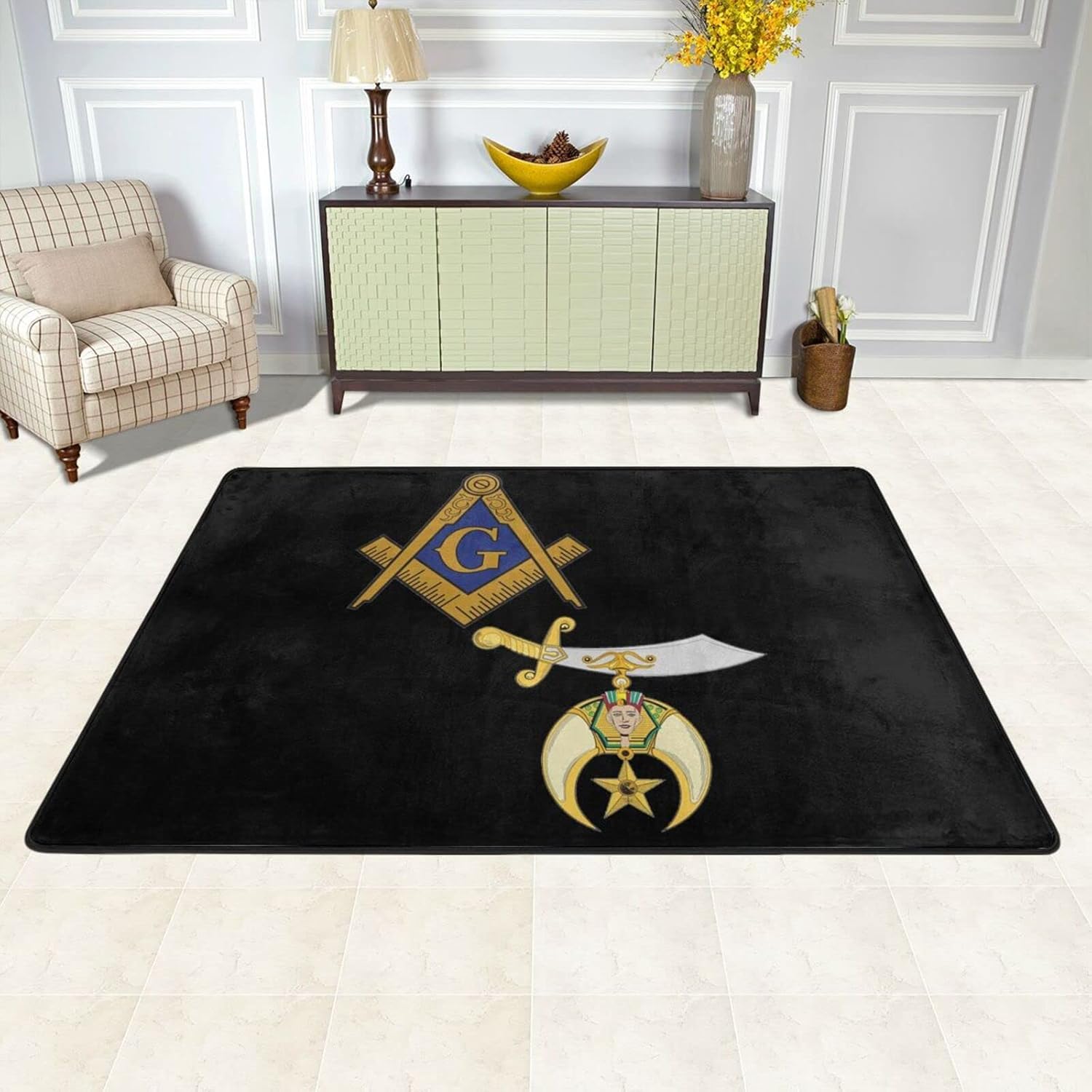 Mason Shriner – Alfombra dividida de gran tamaño para sala de estar, dormitorio, oficina, 72 x 48 pulgadas