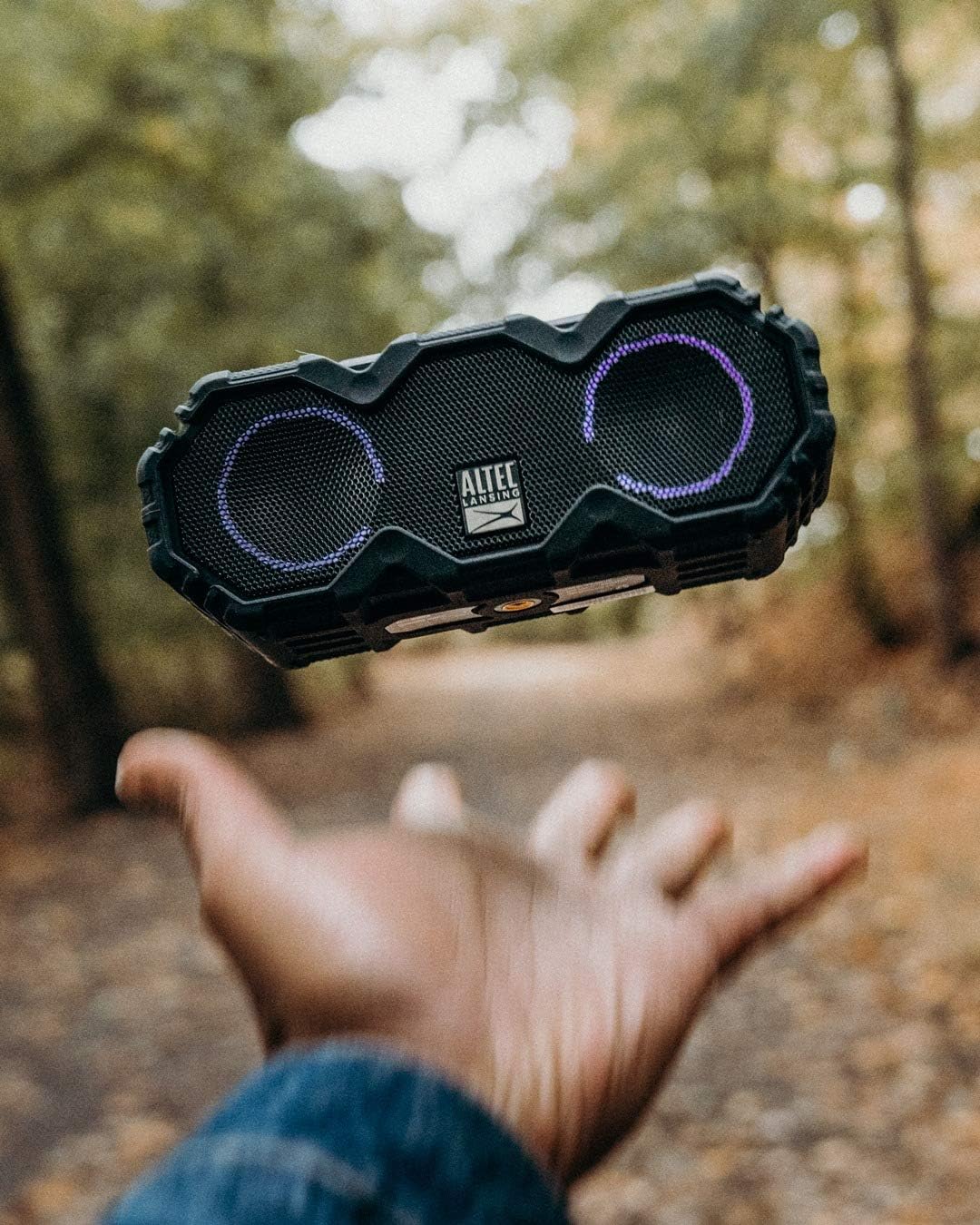 Altec Lansing LifeJacket Mini – Altavoz Bluetooth impermeable con luces, altavoz inalámbrico portátil para piscina, playa, senderismo, deportes,