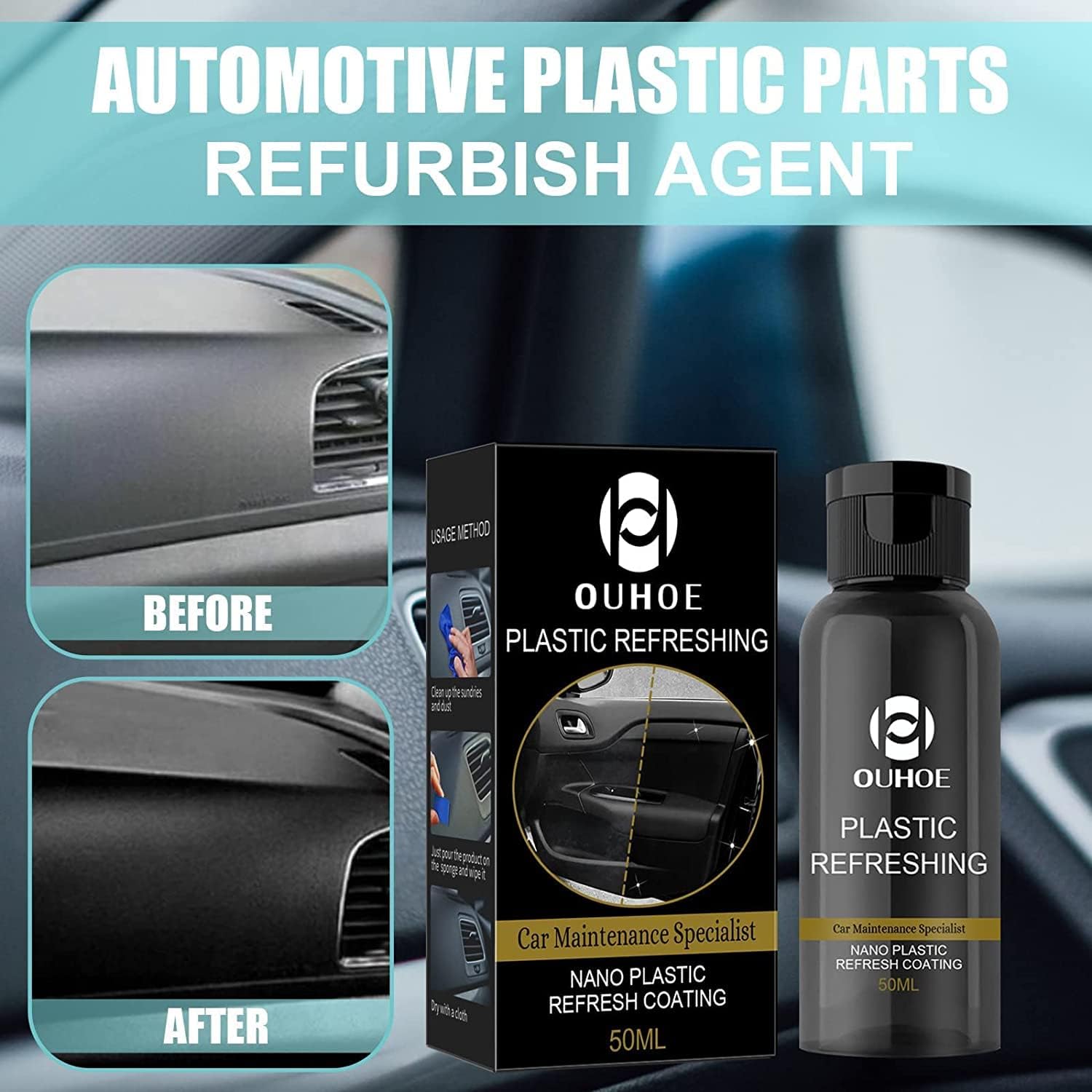 Kit renovador de plástico definitivo, agente de recubrimiento revitalizante de plástico para automóvil, revestimiento refrescante de plástico nano,