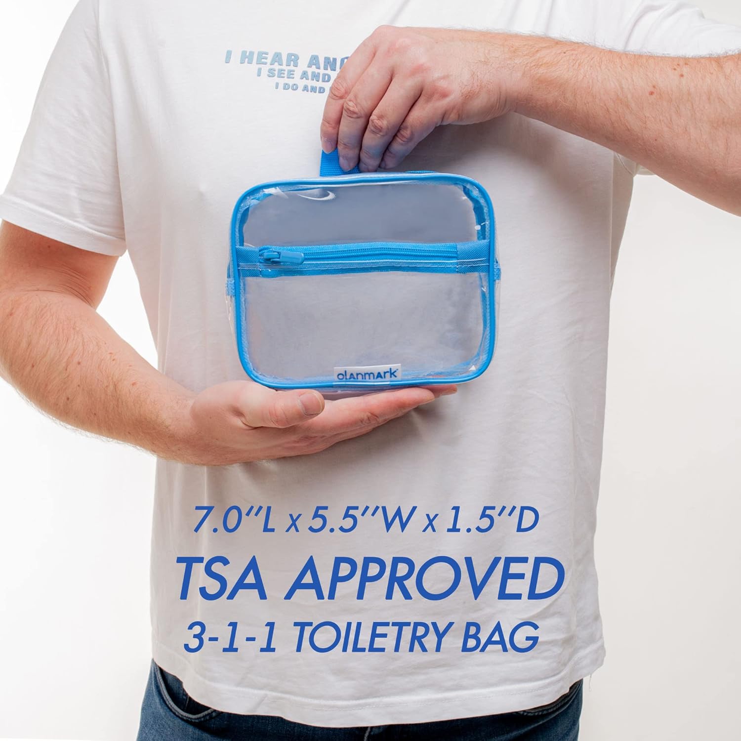 Bolsa de aseo aprobada por la TSA – Bolsa de cosméticos de viaje transparente 311 con asa – Bolsa de aseo transparente – Bolsa de maquillaje de PVC