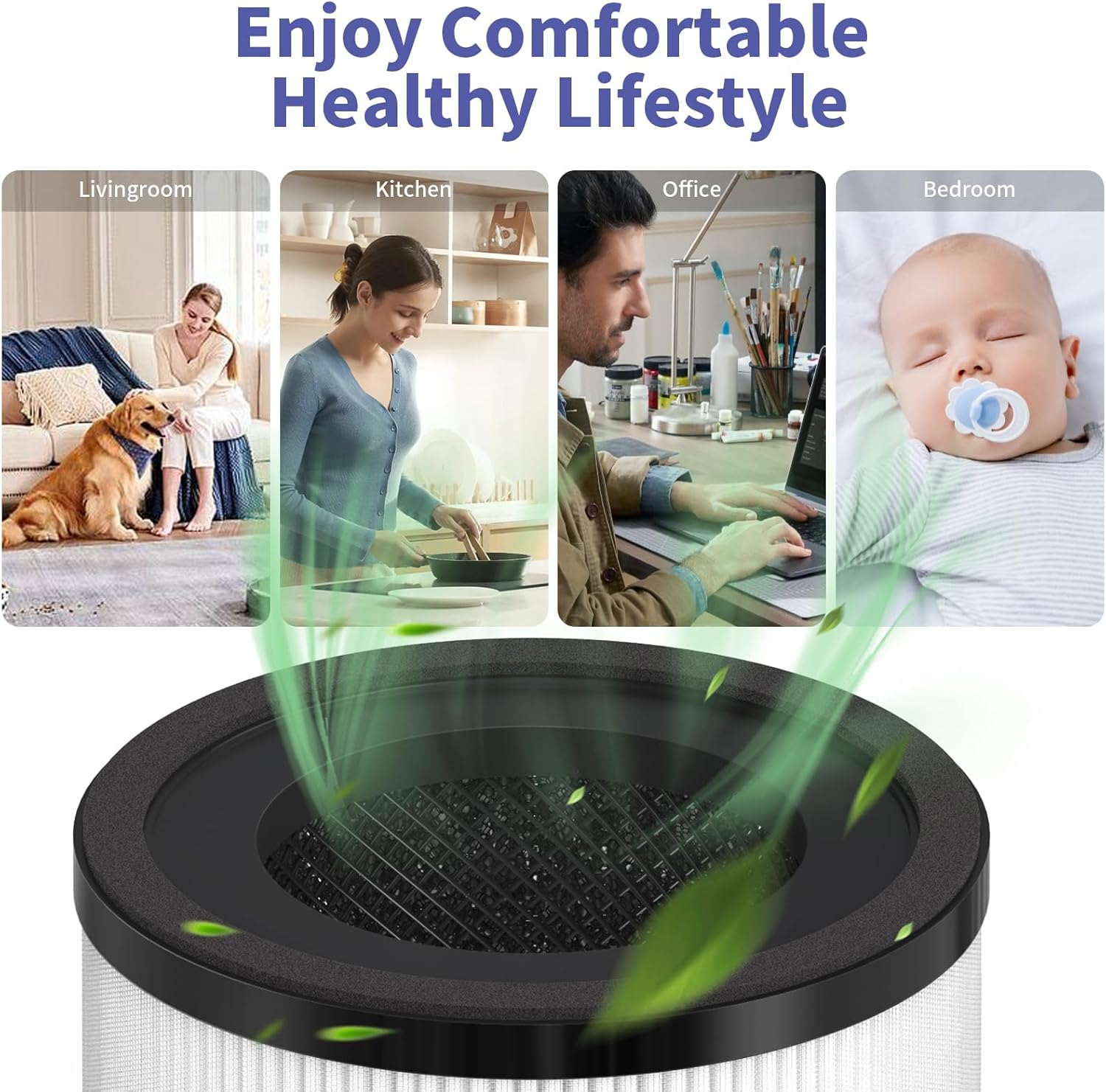 Filtro de repuesto KJ150, compatible con purificador SY910 (AF3001)  Druiap KJ150. Carbón activado actualizado 3 en 1, H13 True HEPA y prefiltro, 1
