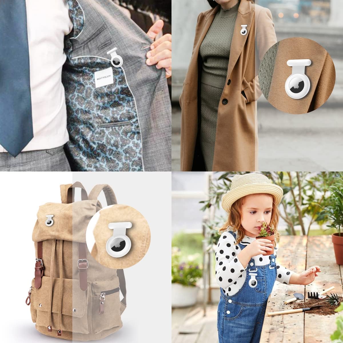 Soporte AirTag con broche (2 unidades), funda oculta para AirTag para ropa, adecuado para niños, ancianos, mejor sustituto para accesorios AirTag de