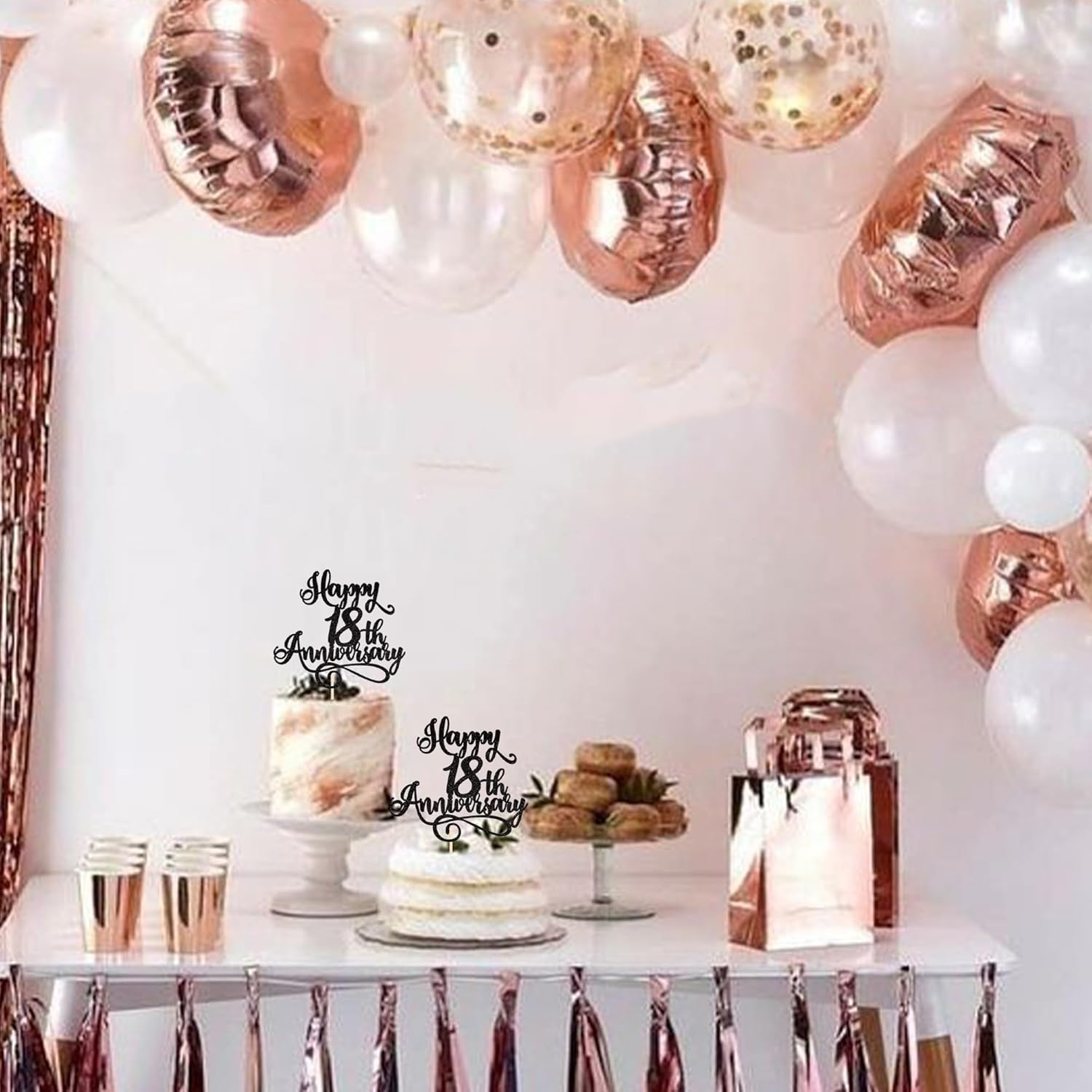 1 paquete de 1 decoración para tartas con purpurina para cumpleaños de 18 años, decoración para pasteles de aniversario de boda, cumpleaños, boda,