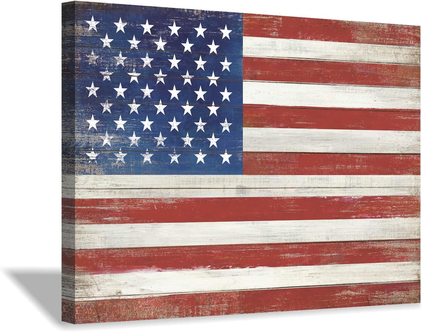 Lienzo decorativo para pared, diseño de bandera de Estados Unidos, diseño de estrellas y rayas, para sala de estar, oficina (36 x 24 pulgadas)
