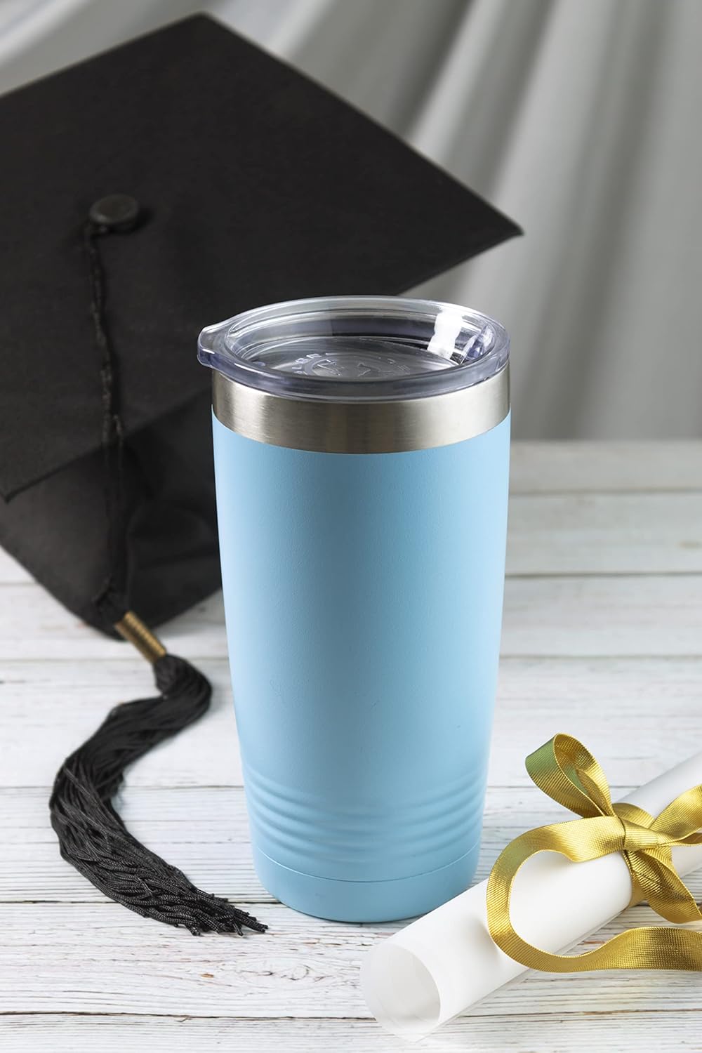 LaserGram Vaso aislado al vacío de 20 onzas, palmeras, grabado personalizado incluido (negro)