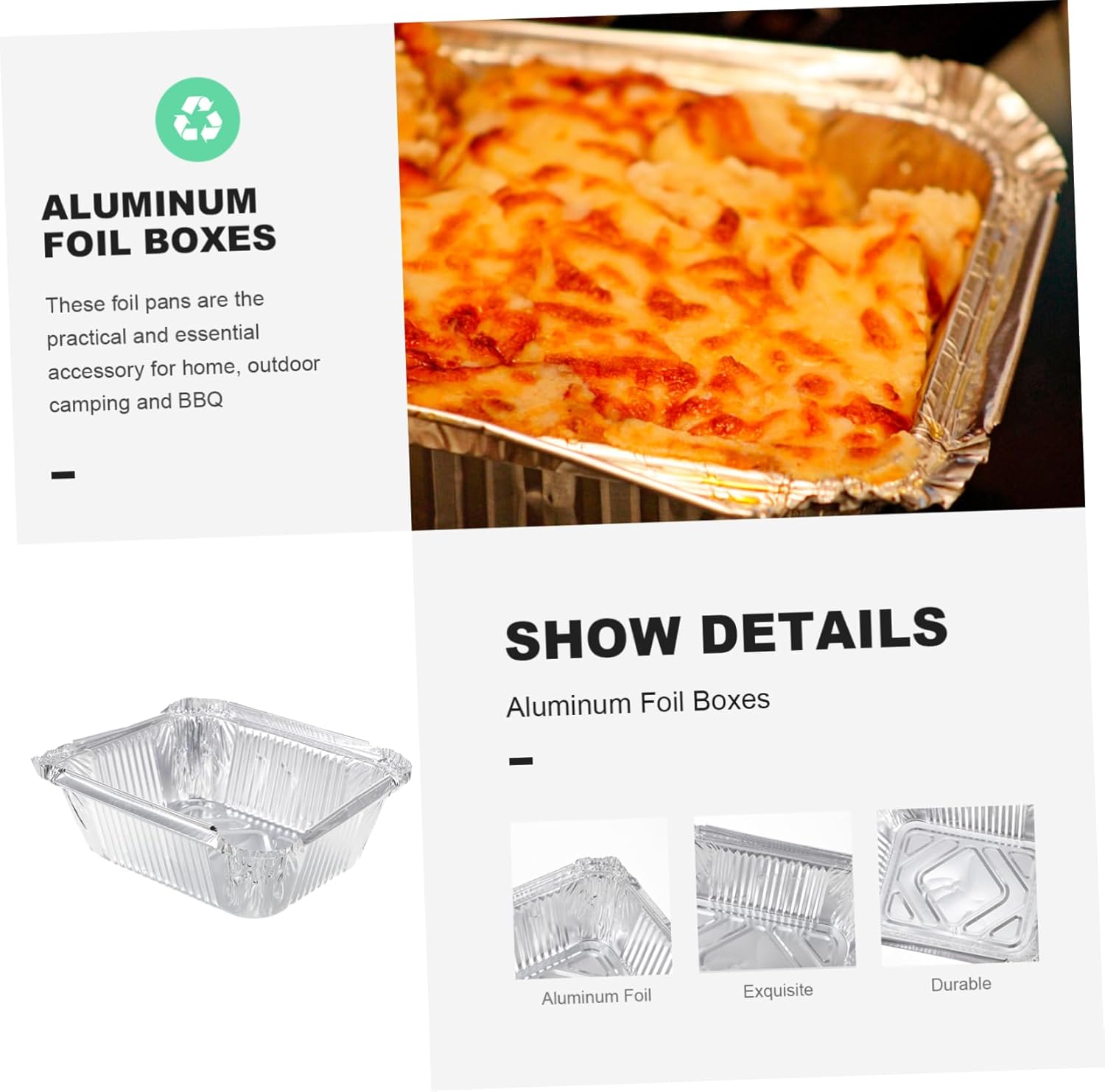 Yardwe 30 cajas de papel de aluminio para tartas desechables para tartas, sartenes de aluminio, mesa de vapor, sartenes profundas, sartenes de