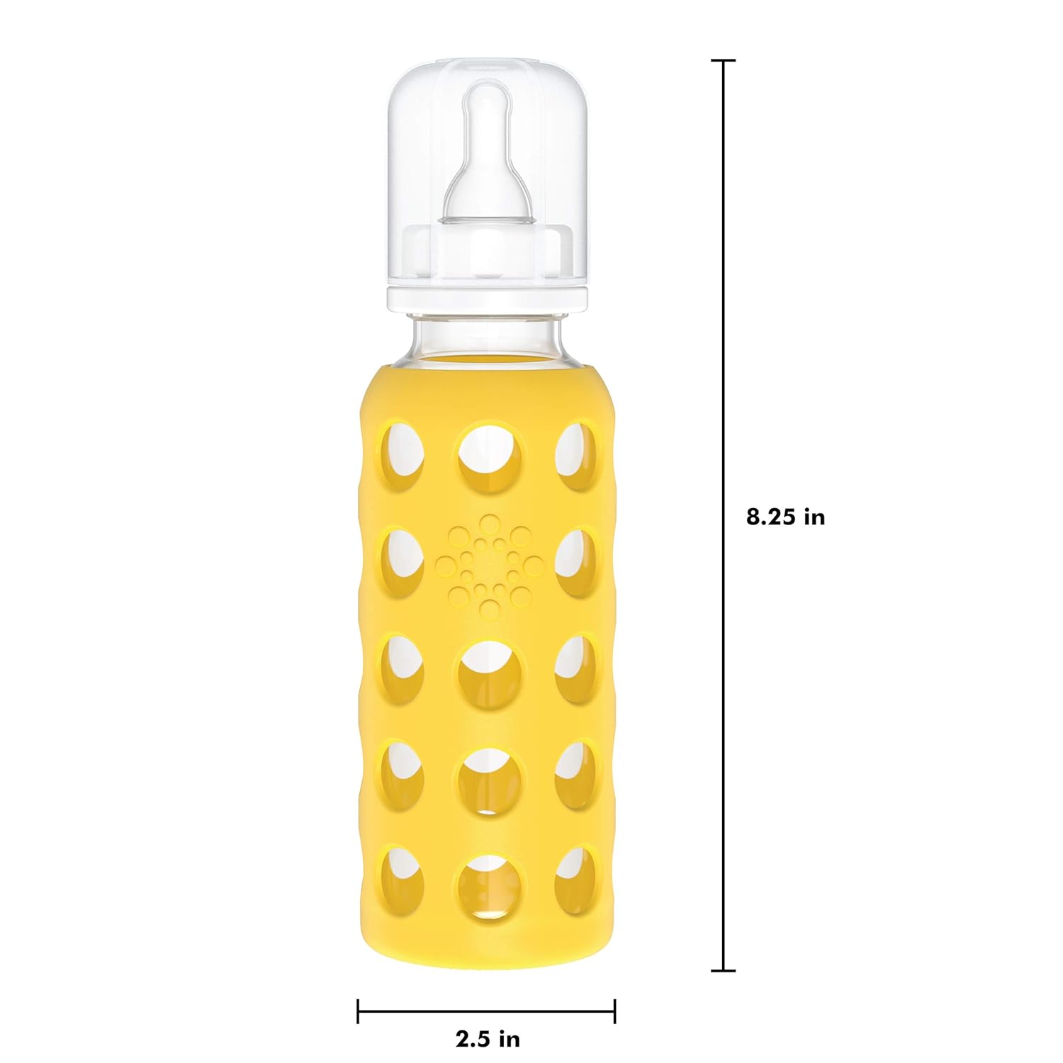 Lifefactory Biberón de vidrio de 9 onzas con pezón de etapa 2 y funda protectora de silicona, mango