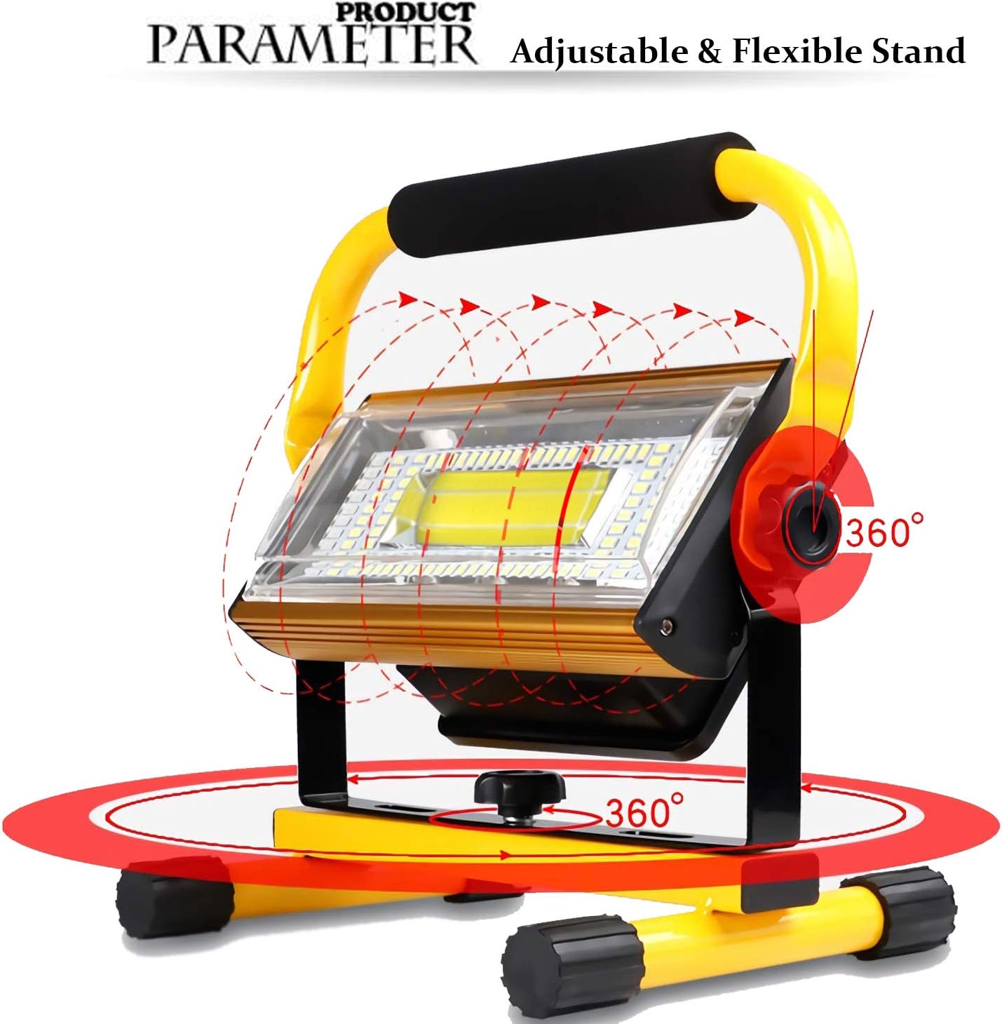 Luz de trabajo LED portátil recargable de 100 W, súper brillante, 7000 lm, luces de inundación LED impermeables para acampar al aire libre,