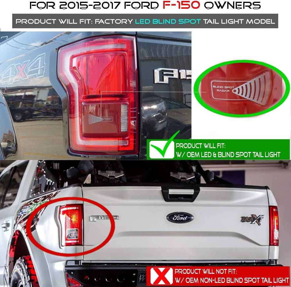 ACANII – Para Ford F150 2015 2016 2017 con sensor de punto ciego negro ahumado completo LED tubo de luz trasera luces traseras par