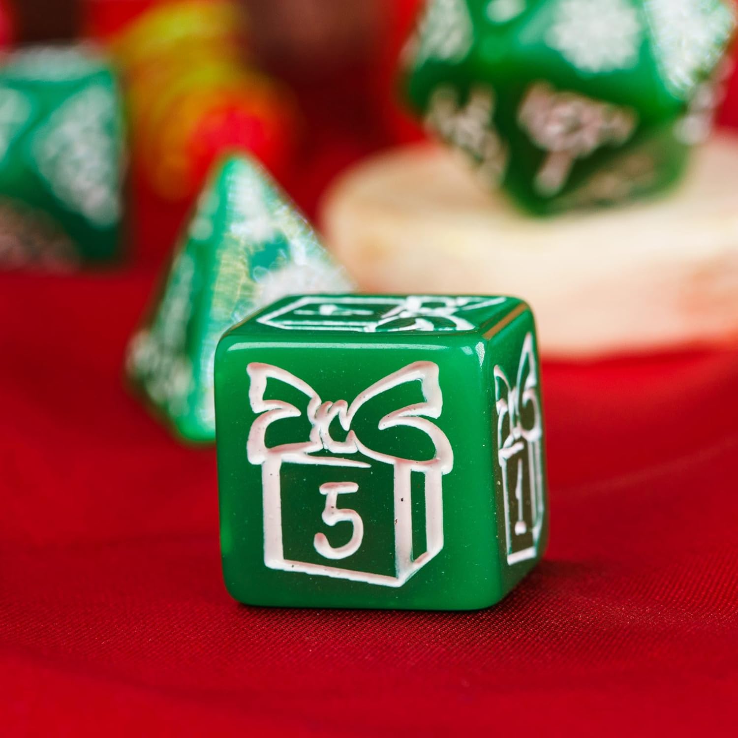 HDdais Dados de Navidad con 7 troqueles poliédricos DND con árbol de Navidad y patrón de muñeco de nieve adaptados para Dungeons and Dragons MTG