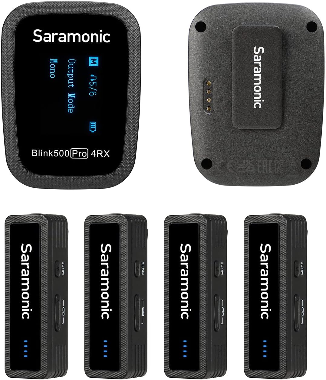 Saramonic Blink500 PRO B8 – Sistema de micrófono inalámbrico de 4 canales, solapa inalámbrica de 2.4G, 4 transmisores y un receptor para cámara