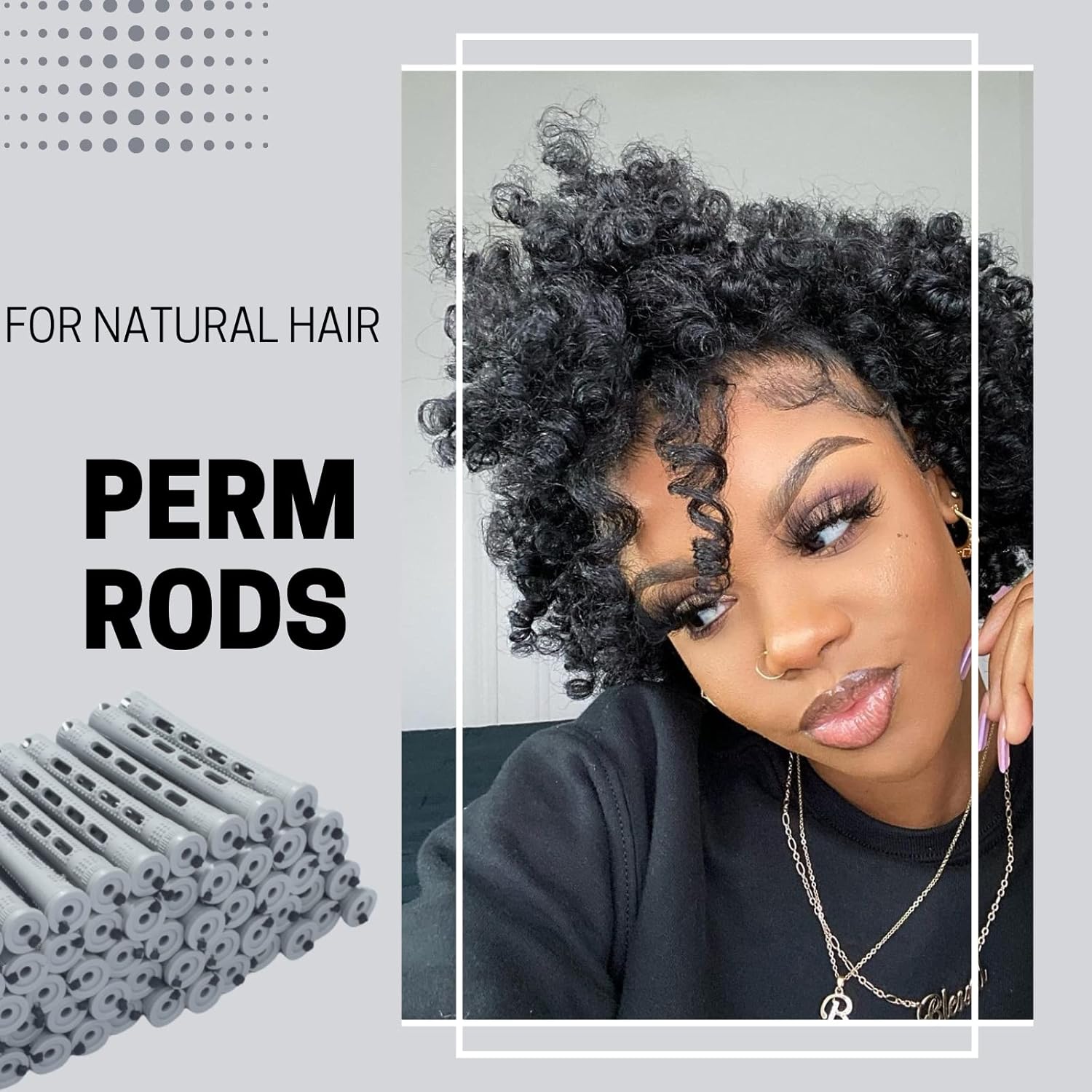 Varillas permanentes, 60 rodillos de pelo para cabello natural, largo, corto, herramienta de peinado, rizadores de pelo, tamaño pequeño, 0.59