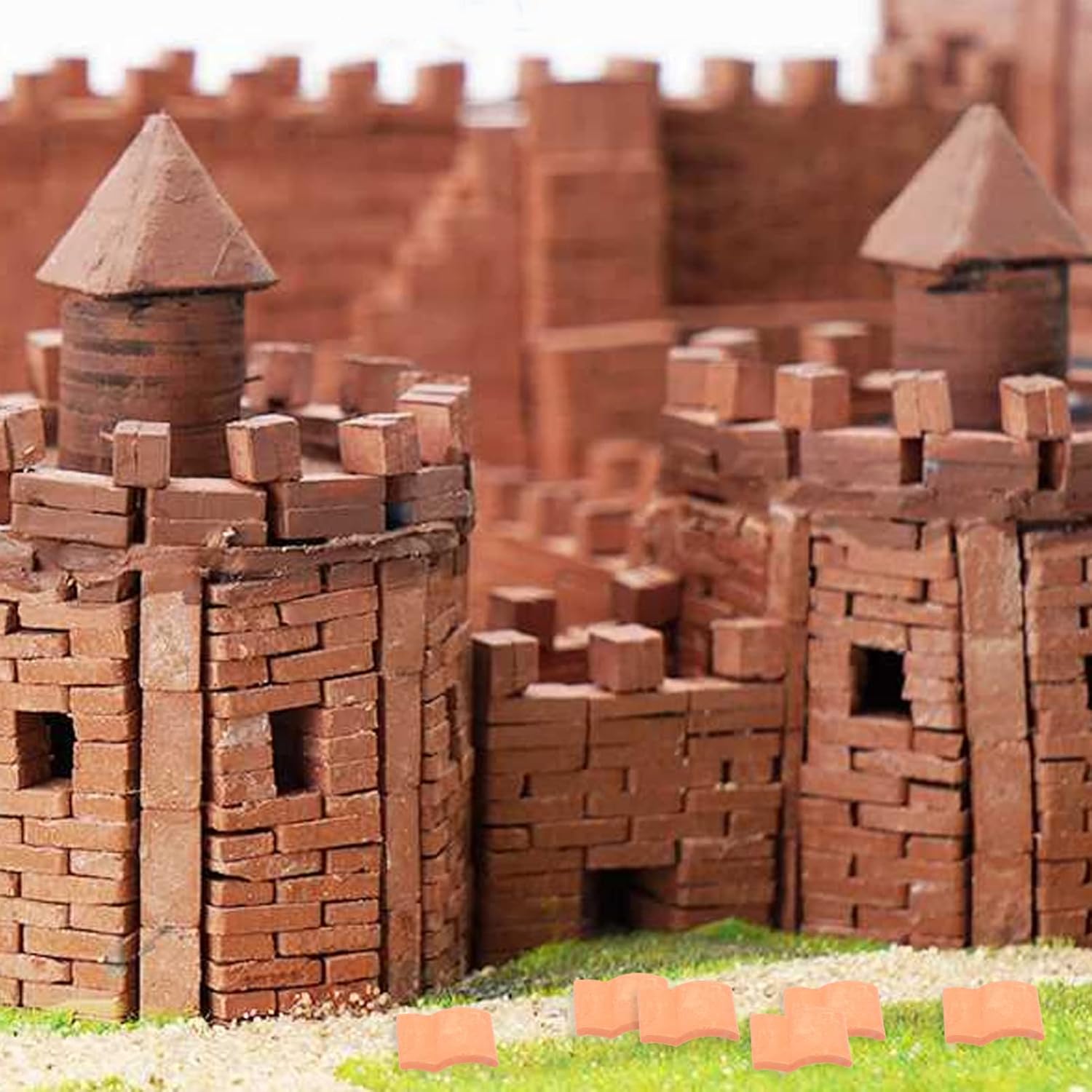 Vaguelly Brick – Juego de 50 piezas de mini ladrillos de techo, 116 de ladrillos rojos pequeños, modelo miniatura, ladrillos de cemento, juego de