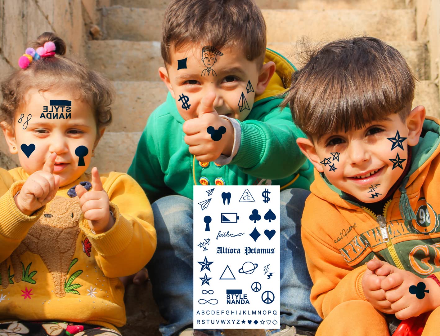 Pequeño y lindo tatuaje semipermanente, 6 hojas de larga duración de 7 a 14 días, tatuajes temporales para niños, lindas calcomanías de tatuaje