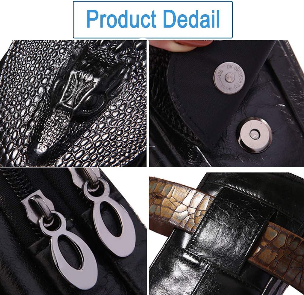 Bolsa inteligente de cuero genuino, soporte para célula, funda táctica, funda de transporte para cinturón, bolsillo para cintura de hombre para