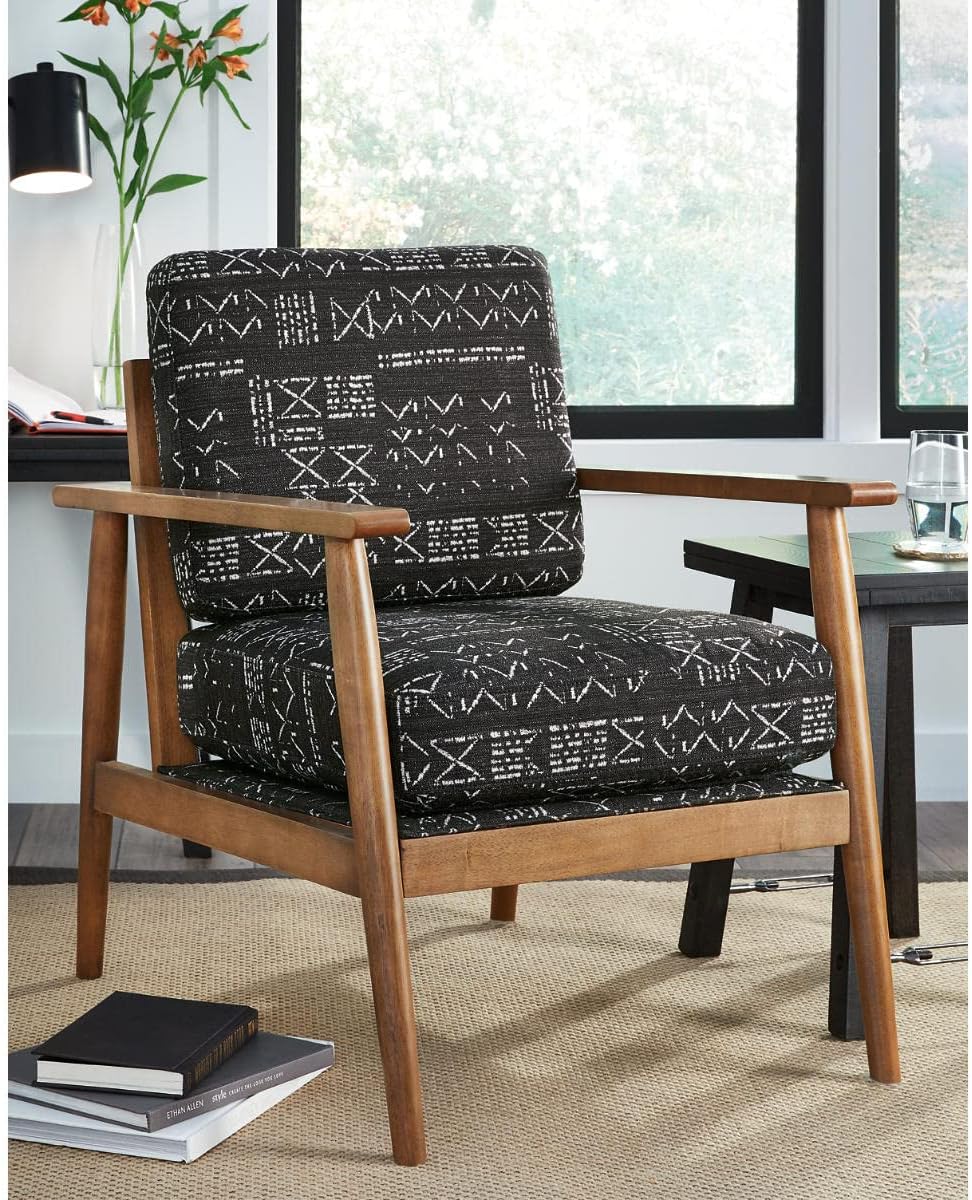 Signature Design by Ashley Bevyn Mid-Century – Silla decorativa tapizada moderna, color negro