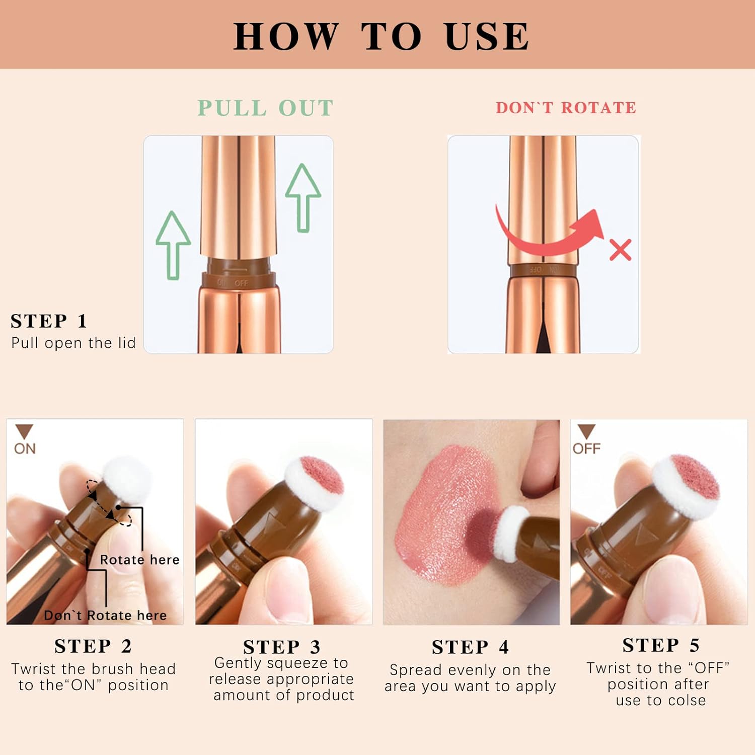 Rubor líquido de belleza varita Hazy acabado mate, colorete facial crema natural, lápiz de rubor rojo con aplicador de cojín, tinte suave para