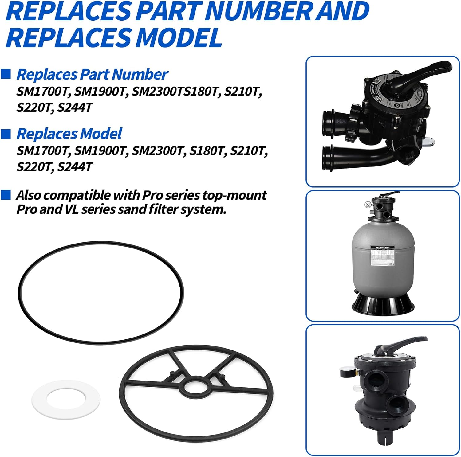 Vari-Flo XL Kit de reconstrucción de juntas de válvula SPX0714L Piezas de bomba de piscina compatibles con piezas de repuesto de filtro de arena