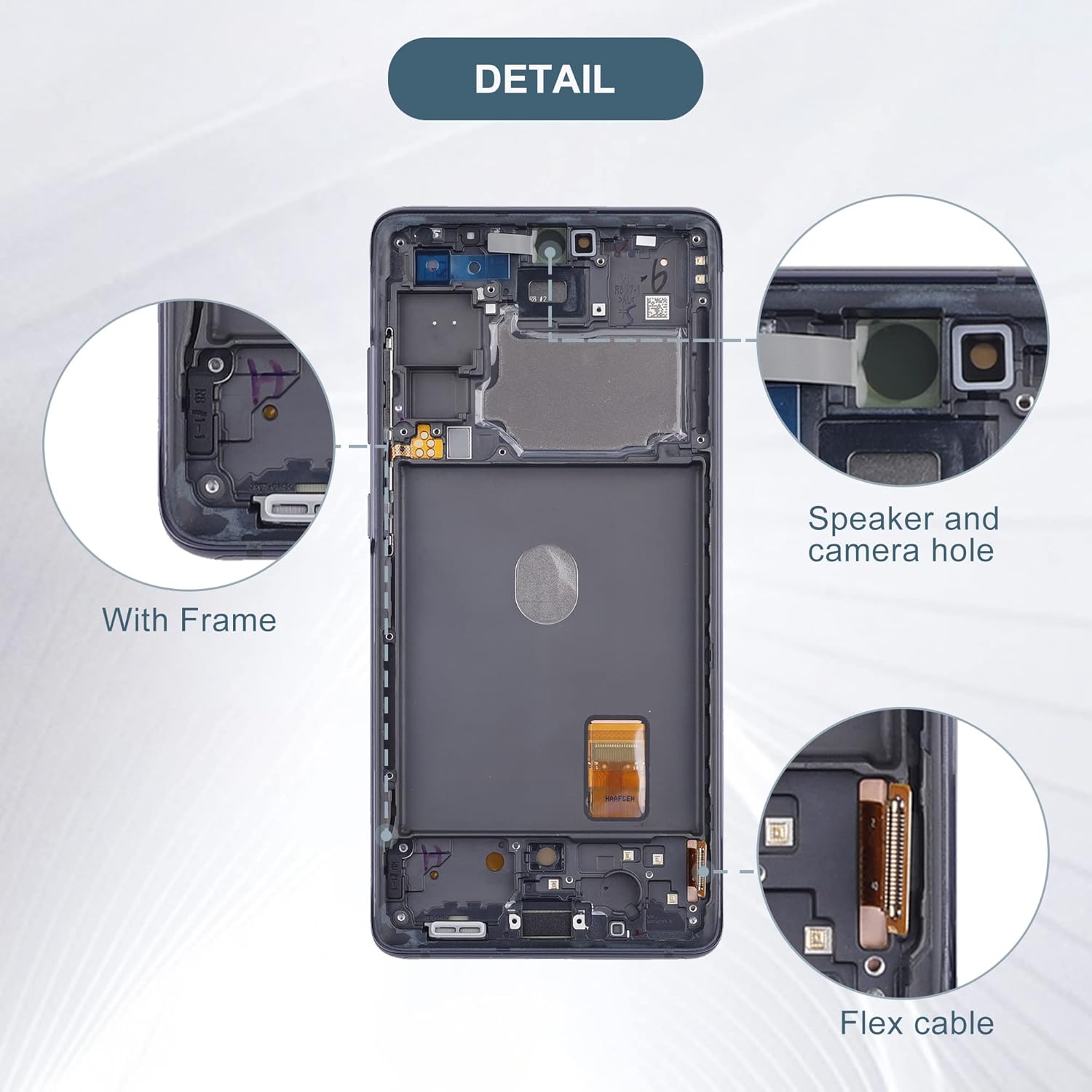 AMOLED – Pantalla compatible con Samsung Galaxy S20 FE SM-G780F SM-G780FDSM 6.5 pulgadas, pantalla táctil LCD con herramientas (negro Aura)