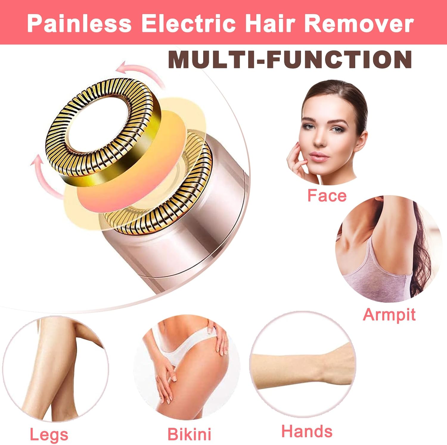 Removedor de vello facial, afeitadora para mujeres, recargable por USB, IPX6, impermeable, para labios, cuerpo, brazos, bigotes, pelusa y barbilla